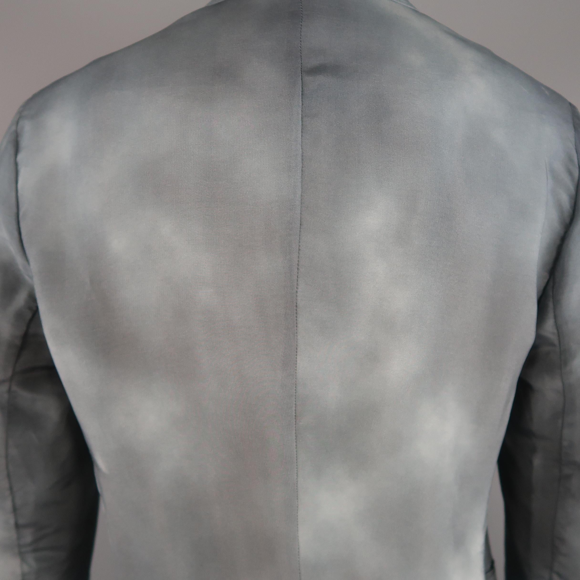 Men's  EMPORIO ARMANI 40 Slate Dyed Rayon Peak Lapel Double Breasted Jacket