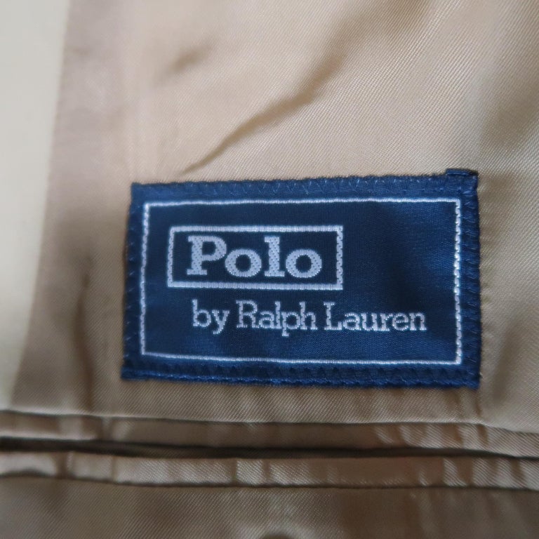 RALPH LAUREN 42 Khaki Solid Cotton Braided Leather Button Sport Coat at ...