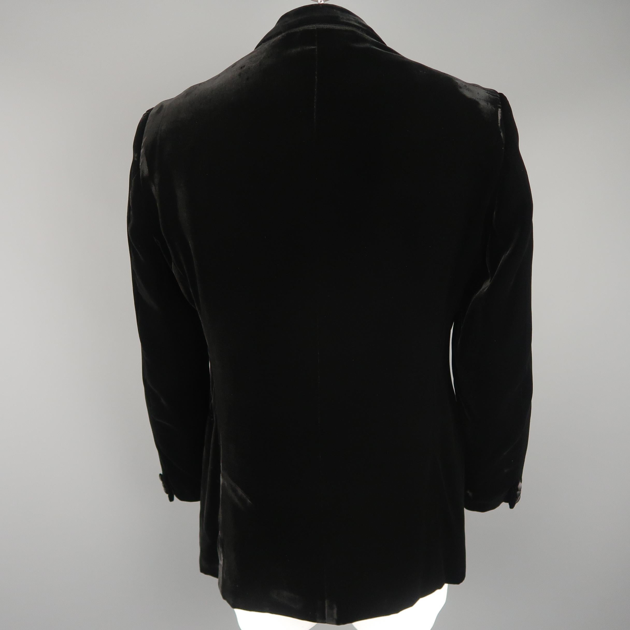 Men's ARMANI COLLEZIONI 44 Black Velvet Satin Peak Lapel Sport Coat