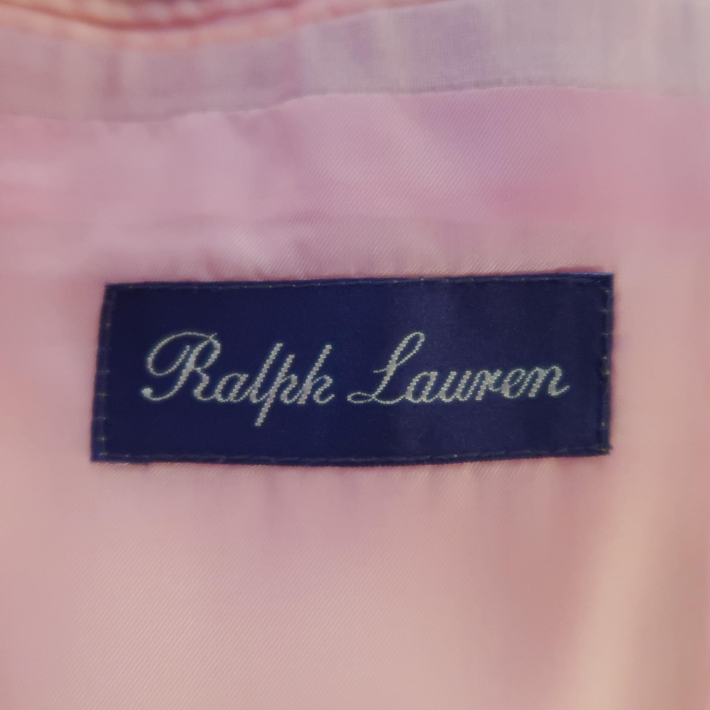 Men's RALPH LAUREN 44 Long Pink Linen Notch Lapel 3 Button Sport Coat