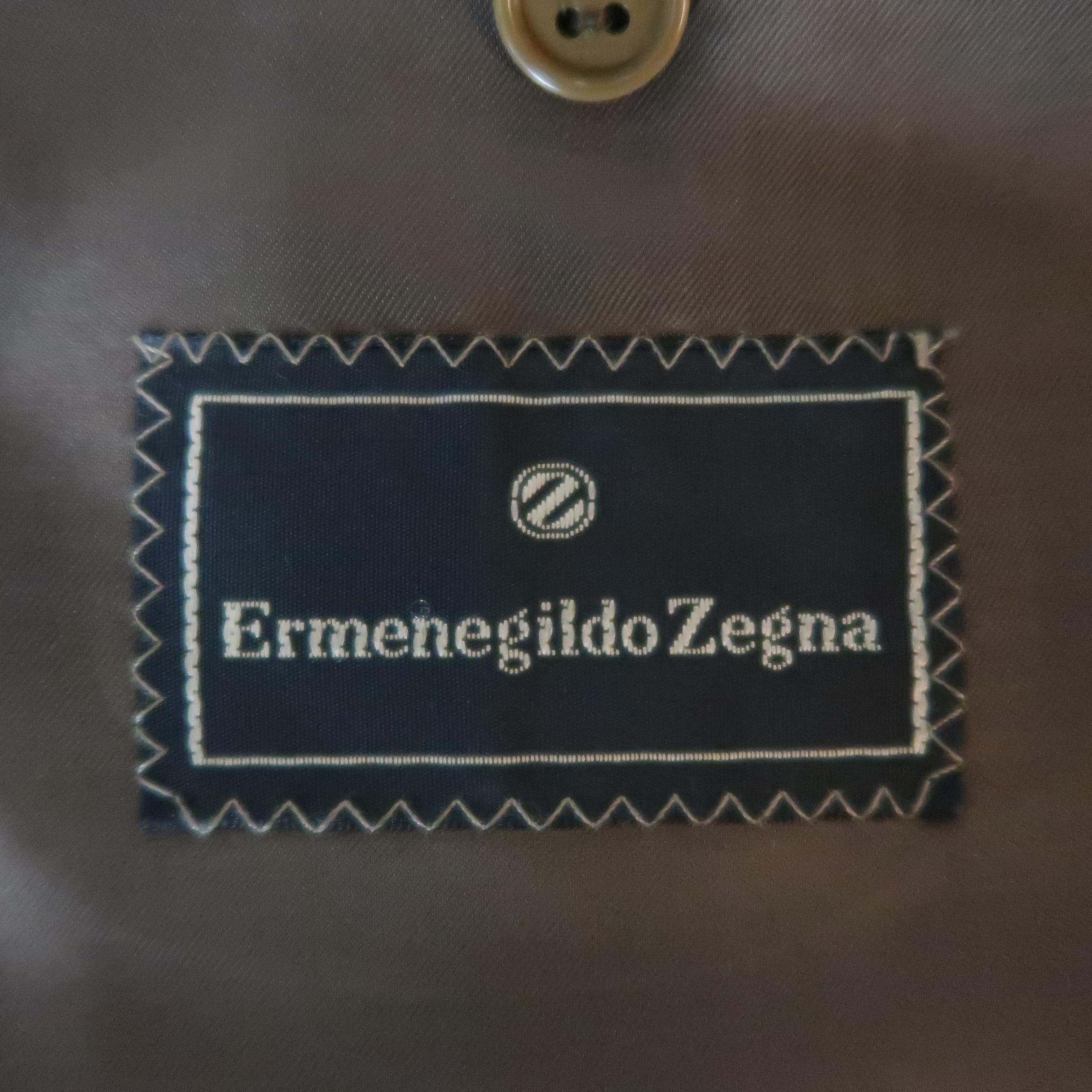 Men's ERMENEGILDO ZEGNA 44 Tan Woven Silk / Wool Nailhead Sport Coat