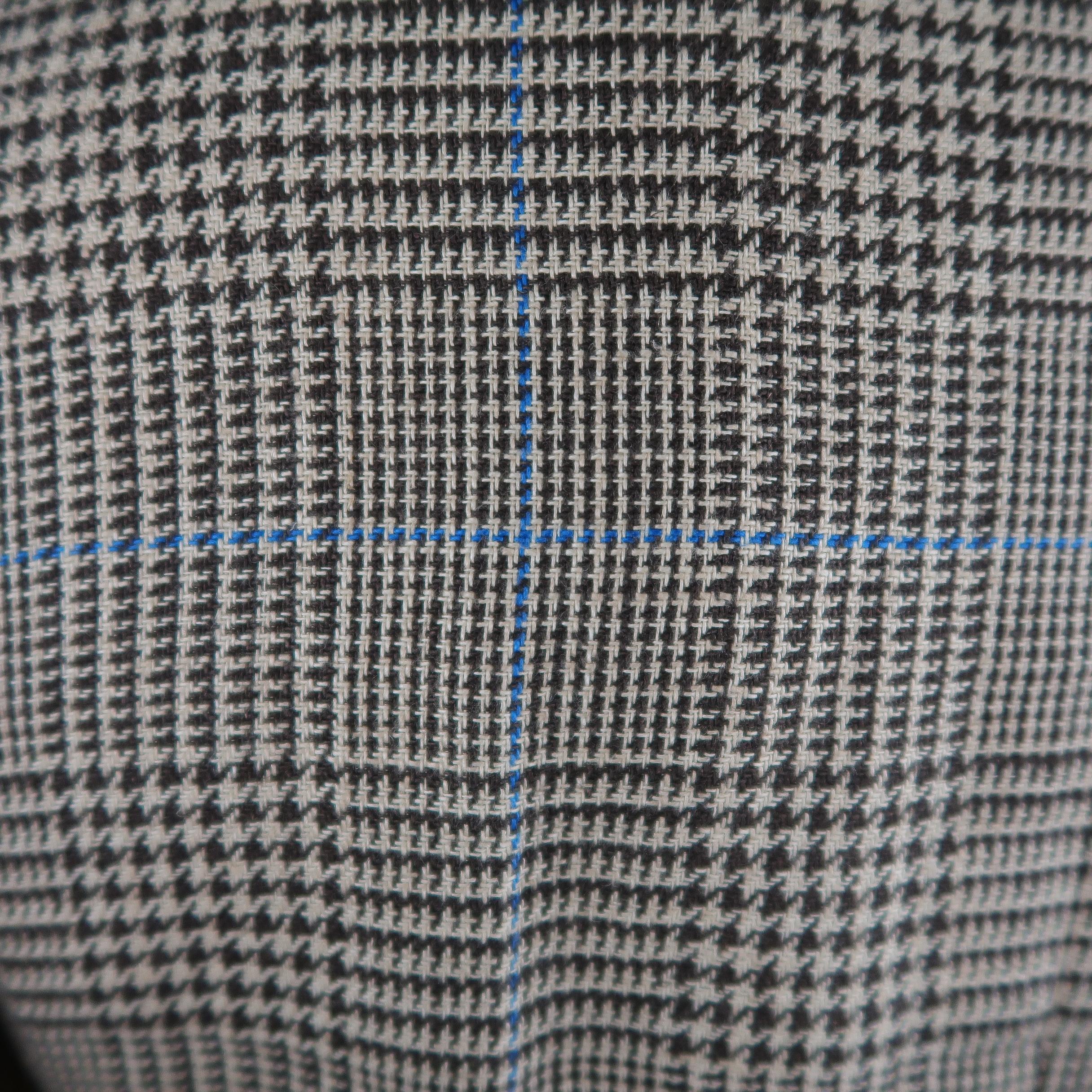 Men's RALPH LAUREN 42 Beige & Brown Glenplaid Blue Windowpane Flax Sport Coat
