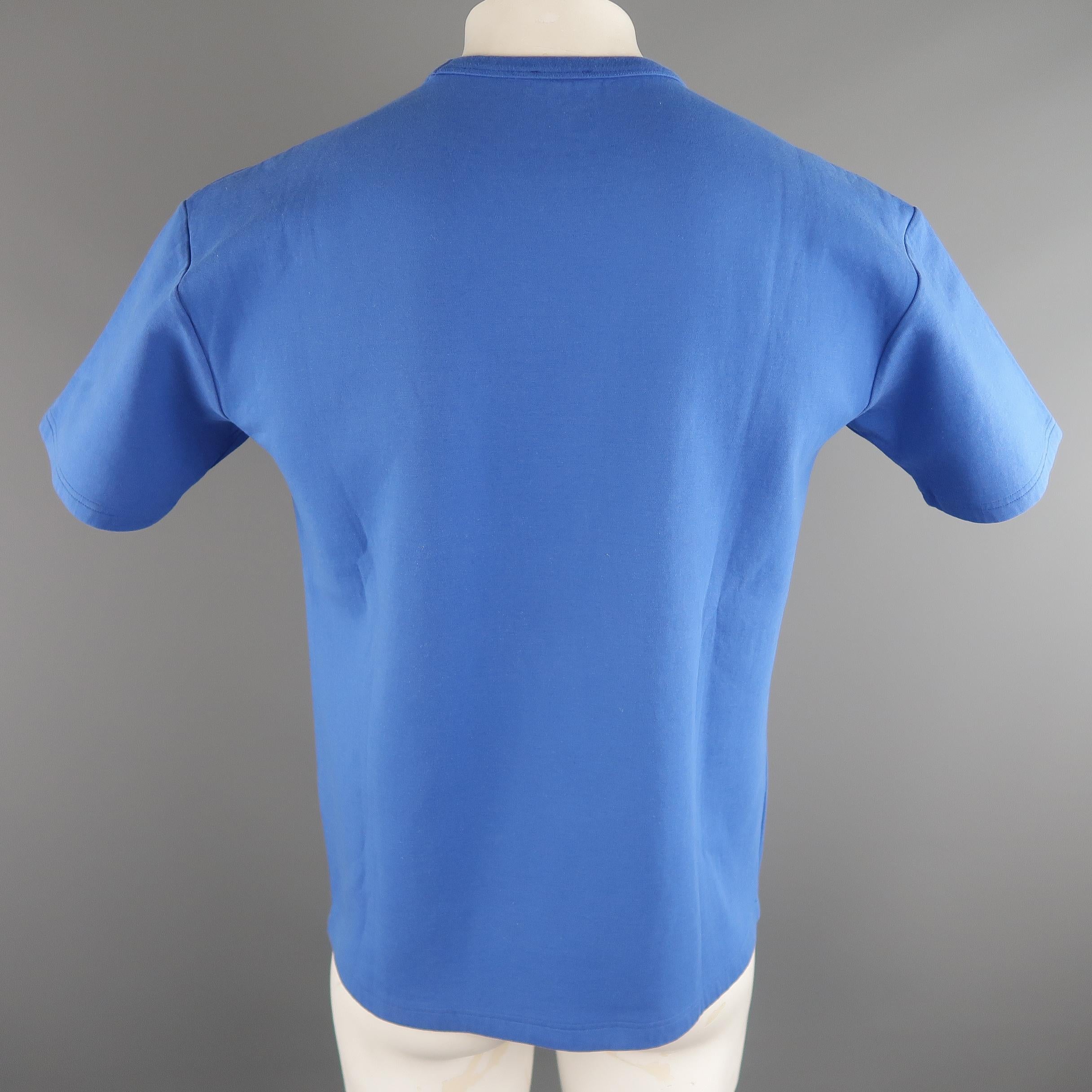 Men's KENZO Size M Blue Solid Cotton /Spandex Patch T-shirt