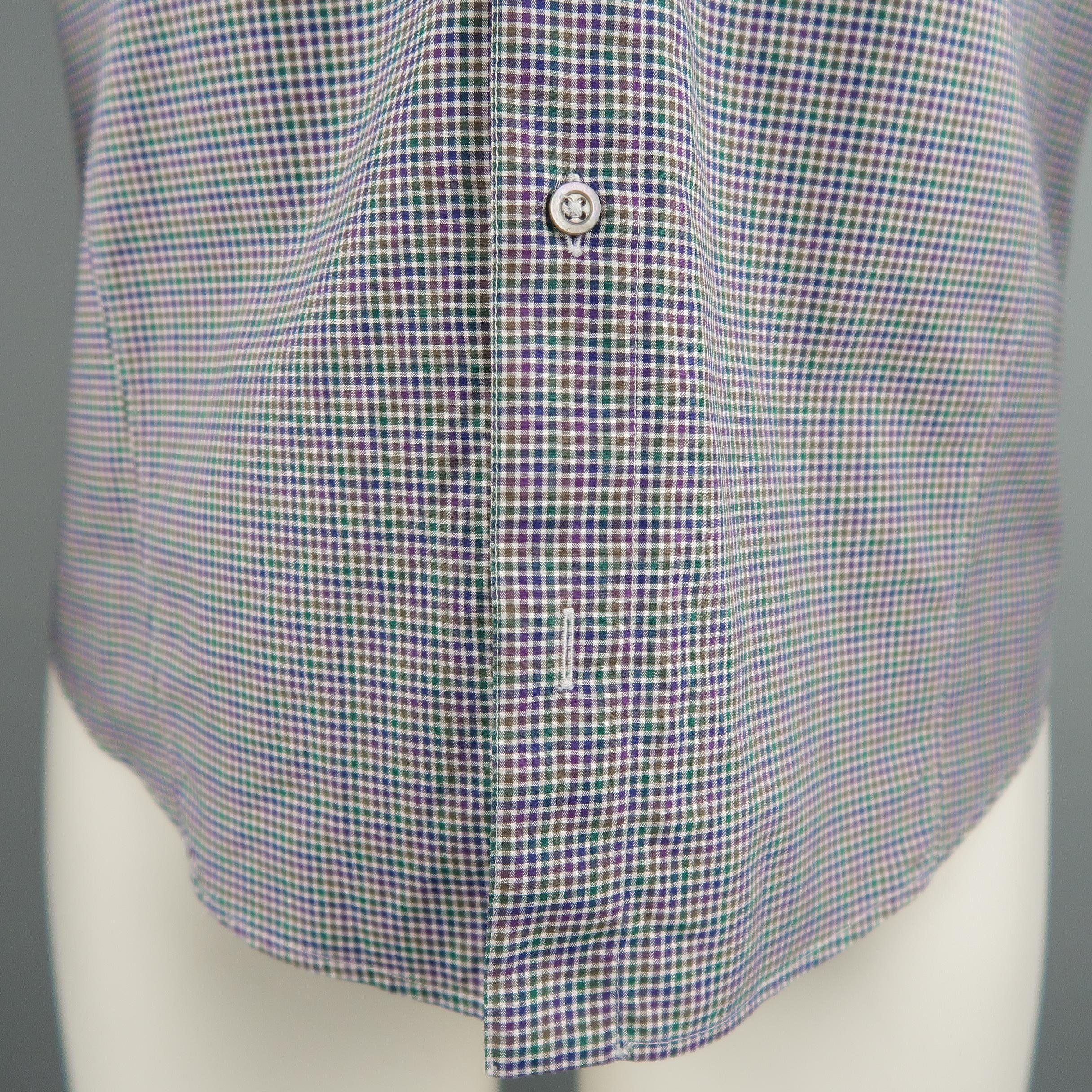 Gray JIL SANDER Size S Navy & Green Checkered Cotton Long Sleeve Shirt