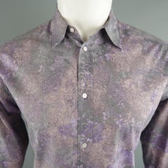 LOUIS VUITTON Size XL Purple Print Cotton Long Sleeve Shirt