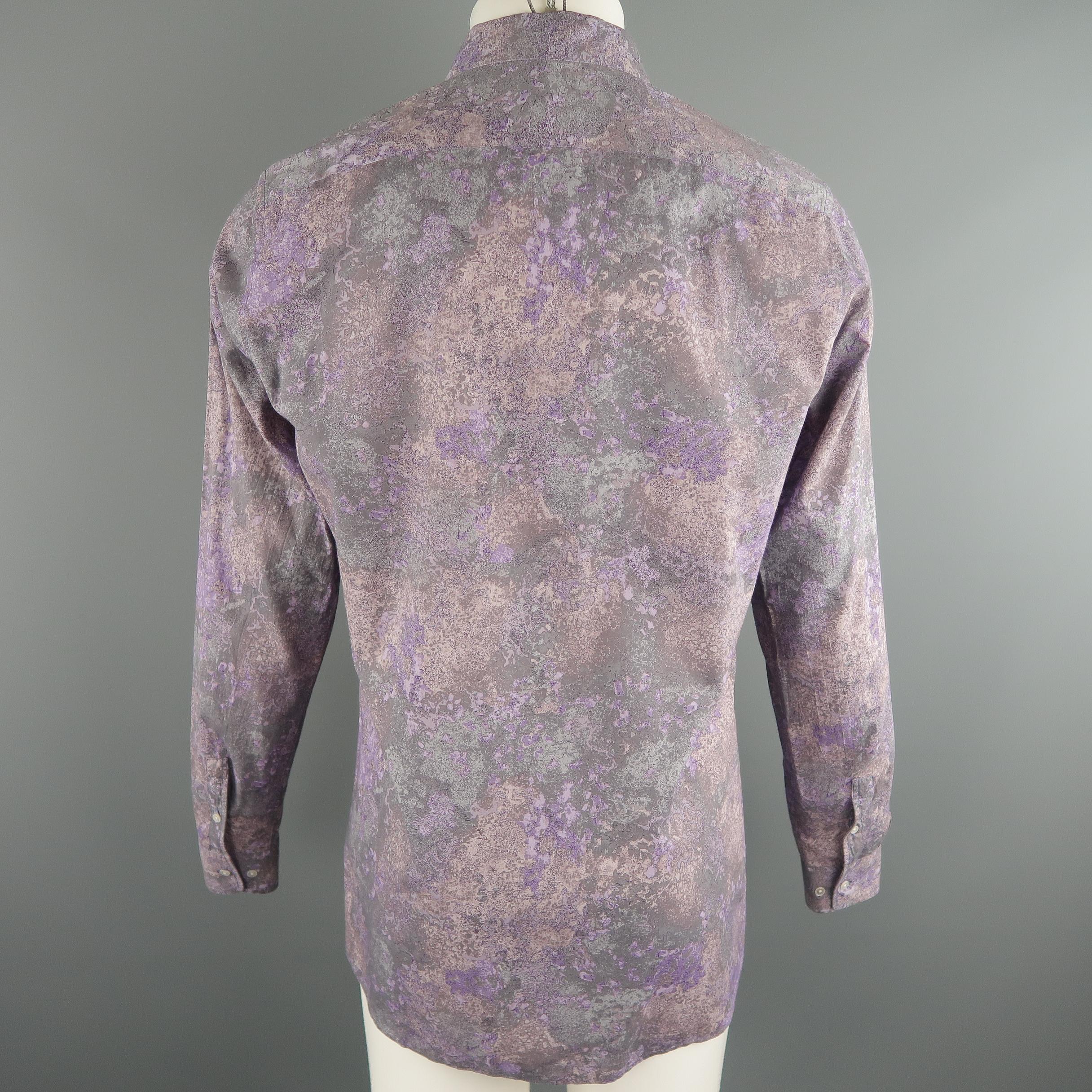 LOUIS VUITTON Size XL Purple Print Cotton Long Sleeve Shirt In Excellent Condition In San Francisco, CA