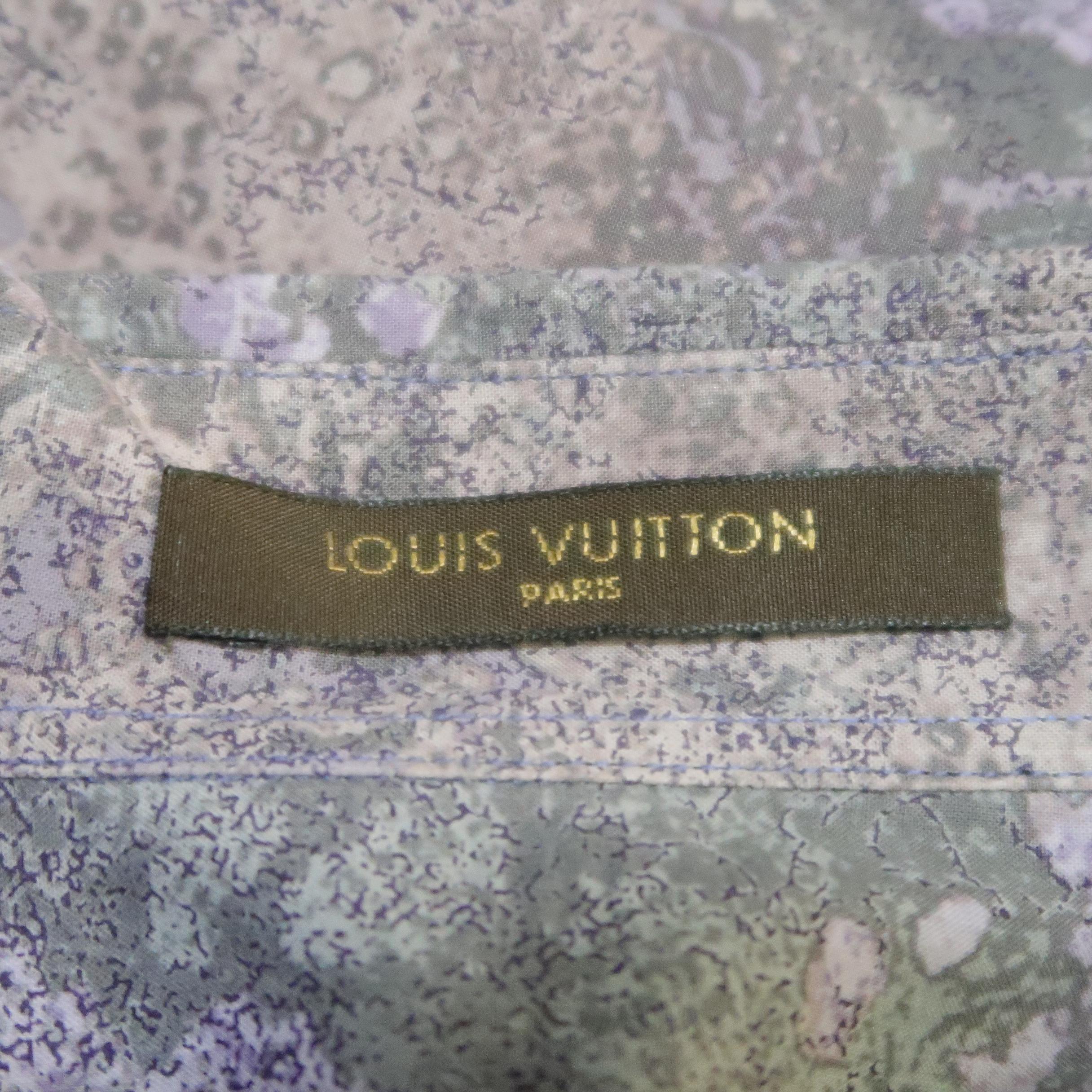 LOUIS VUITTON Size XL Purple Print Cotton Long Sleeve Shirt 2