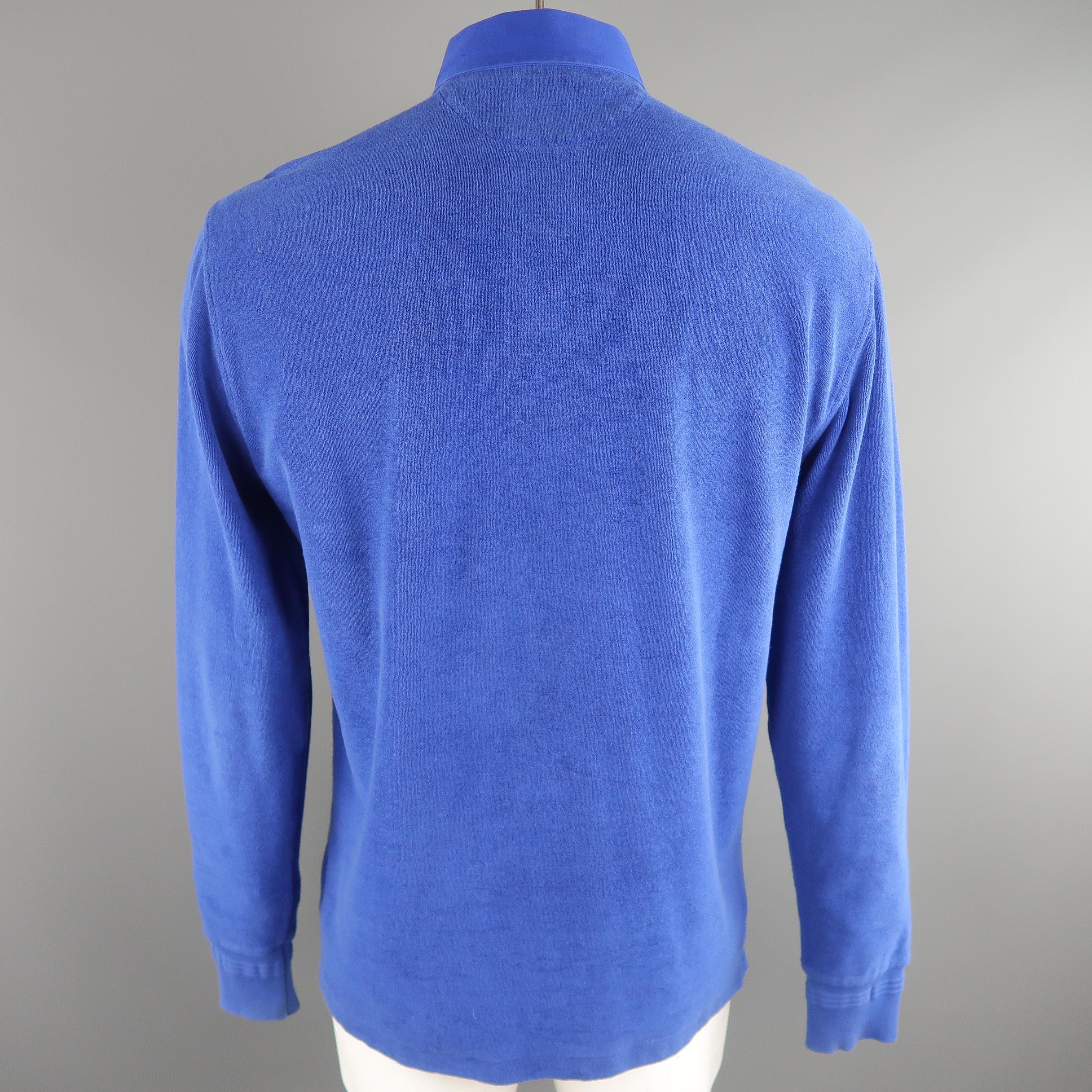 TOM FORD Size XL Royal Blue Textured Terry Long Sleeve POLO In Good Condition In San Francisco, CA