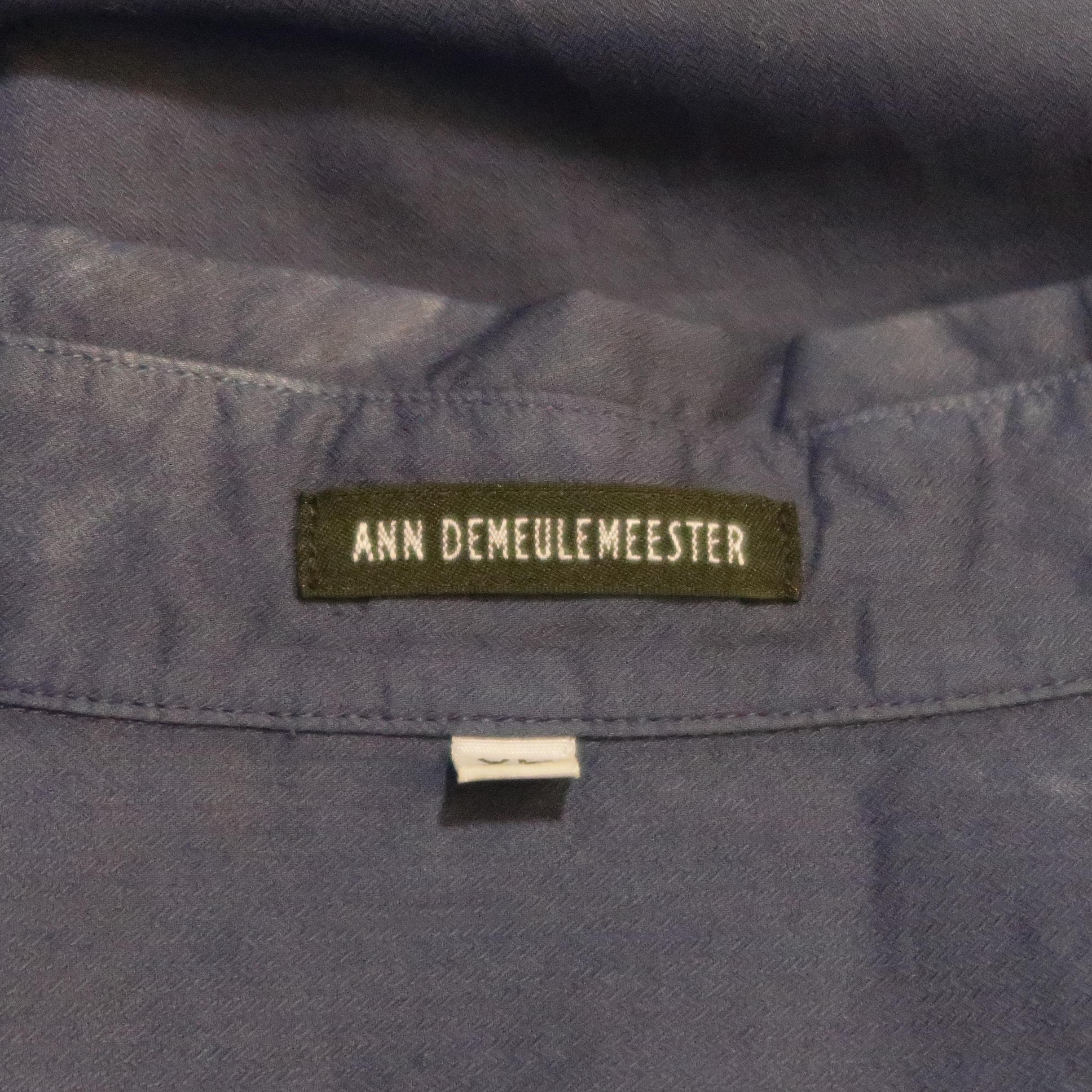 ANN DEMEULEMEESTER Size XL Purple Solid Cotton Long Sleeve Shirt 1
