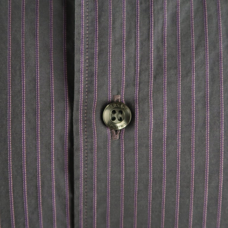 VERSACE -COLLECTION Size XL Lavender Stripe Cotton Long Sleeve Shirt ...
