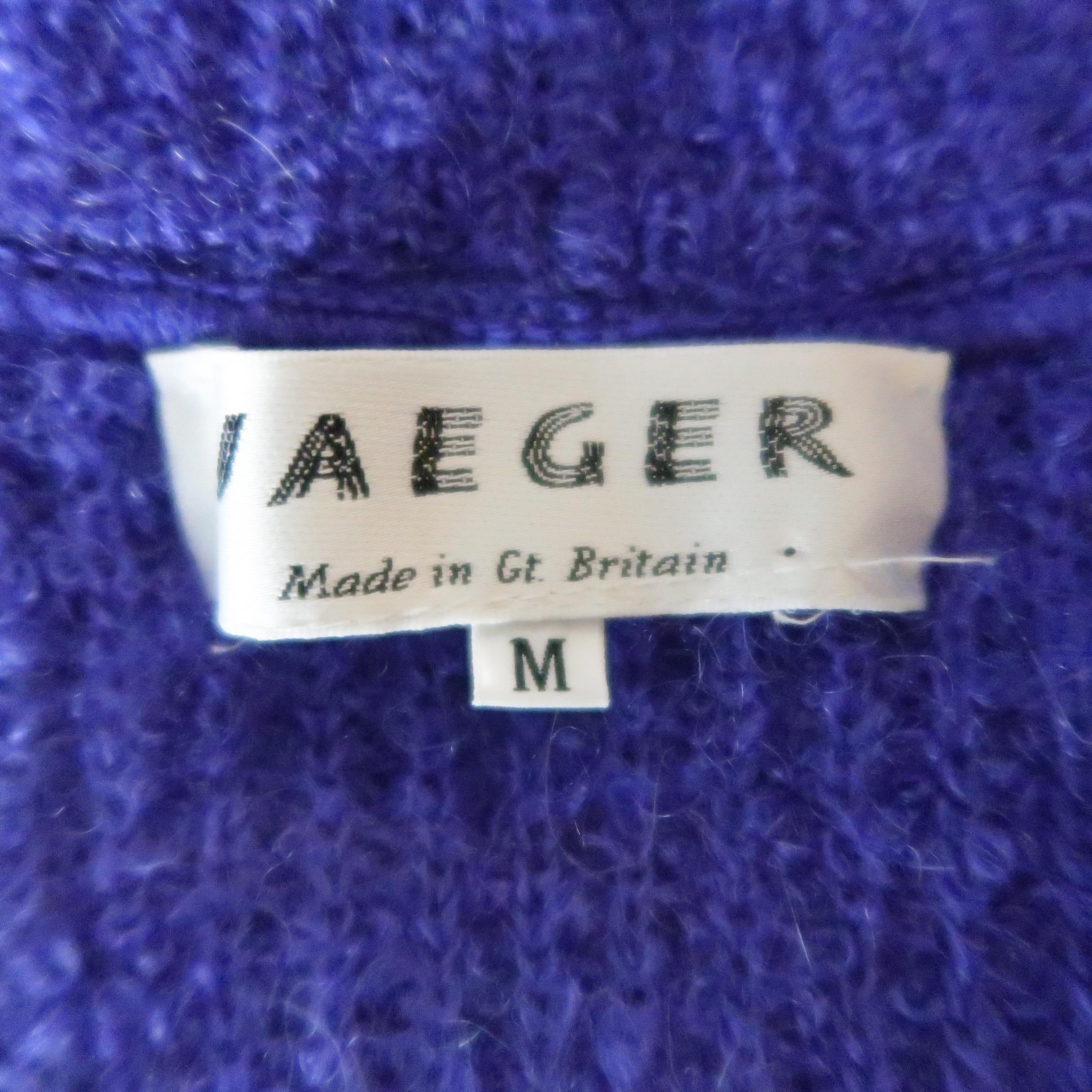 JAEGER Size M Purple Knit Shawl Collar Cropped Cardigan 3