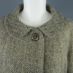 BURBERRY LONDON Size 10 Olive Tweed Round Collar A Line Jacket