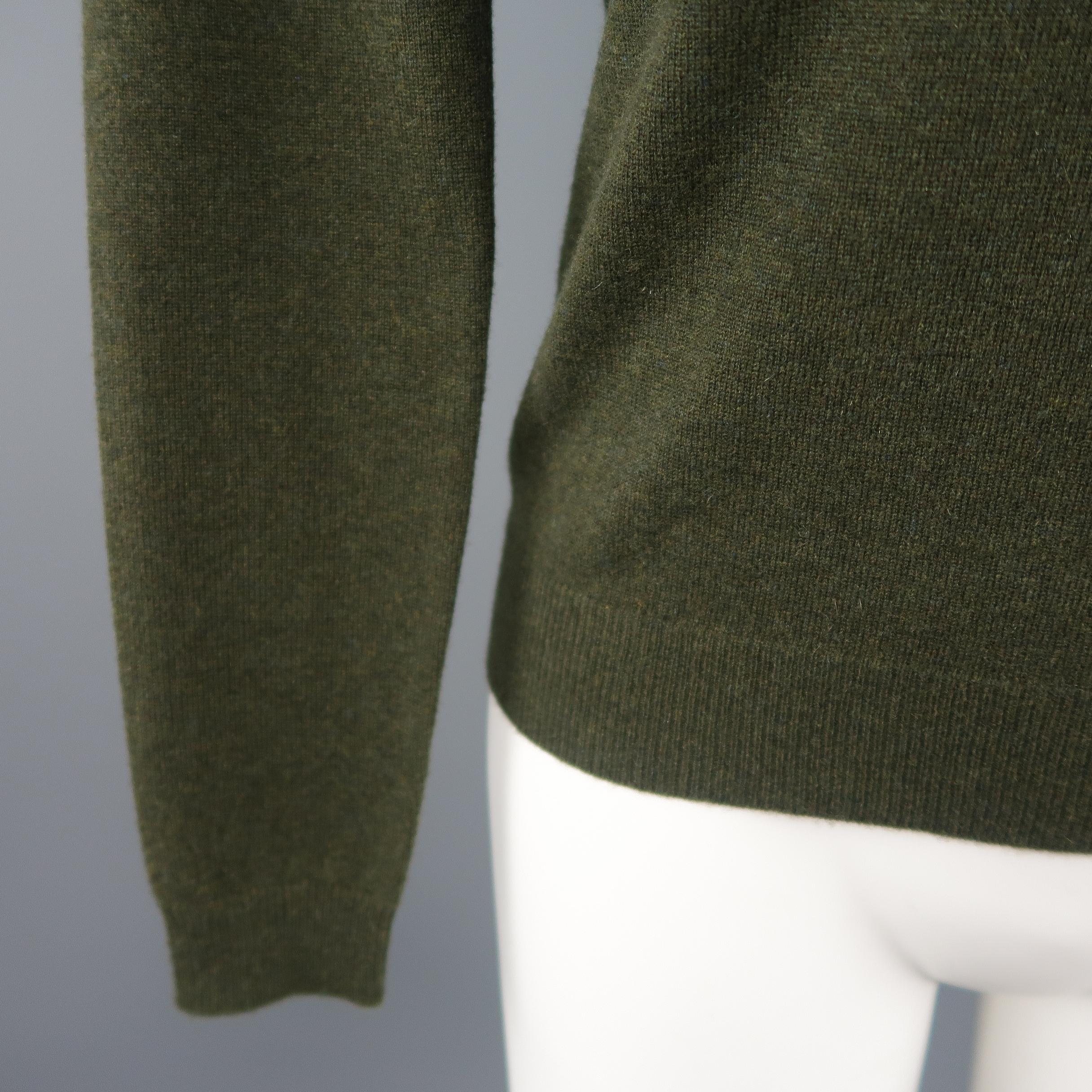 Black RALPH LAUREN Size S Olive Green Cashmere Crewneck Pullover Sweater