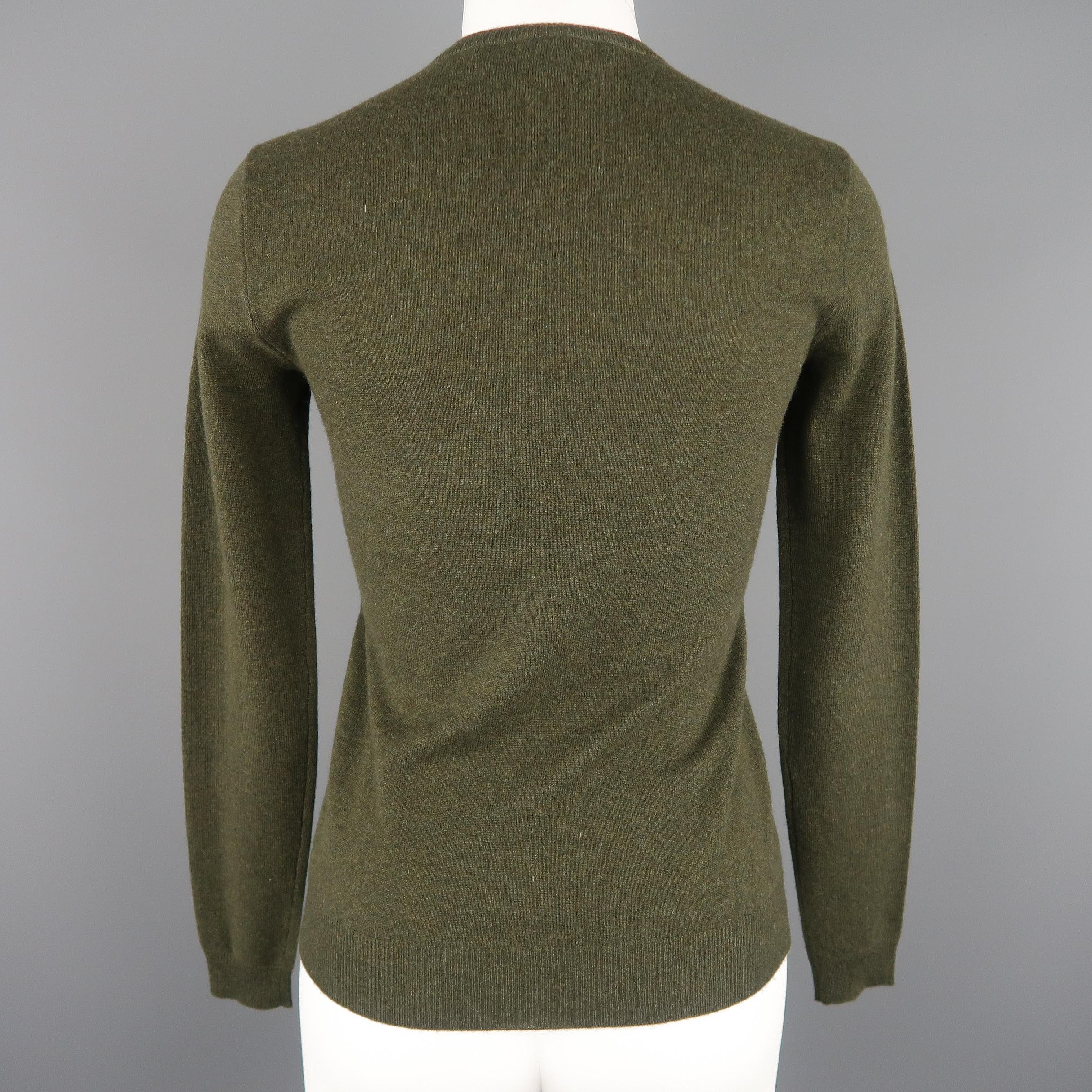 RALPH LAUREN Size S Olive Green Cashmere Crewneck Pullover Sweater In Excellent Condition In San Francisco, CA