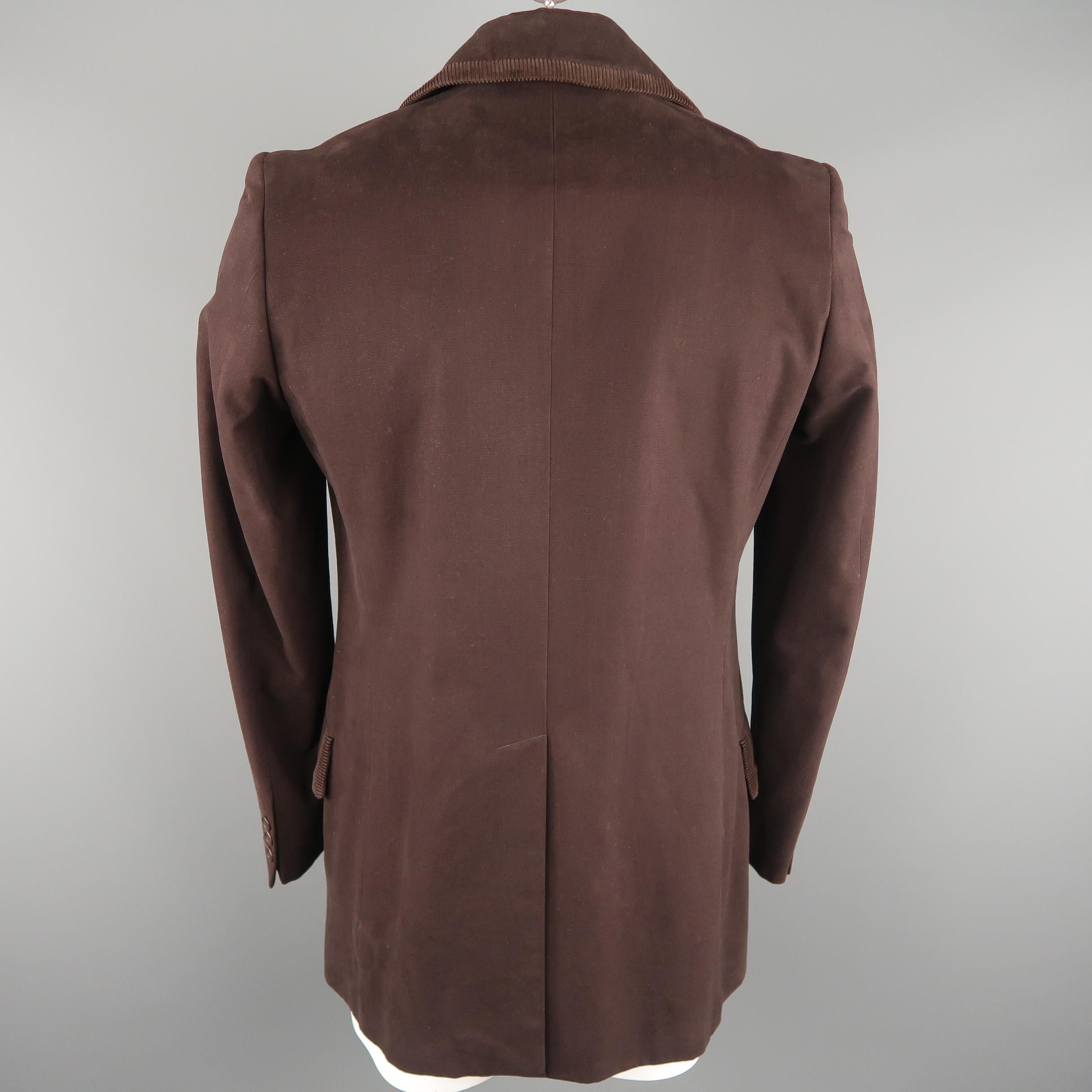 Men's GIGLI 40 Brown Solid Cotton Corduroy Coat