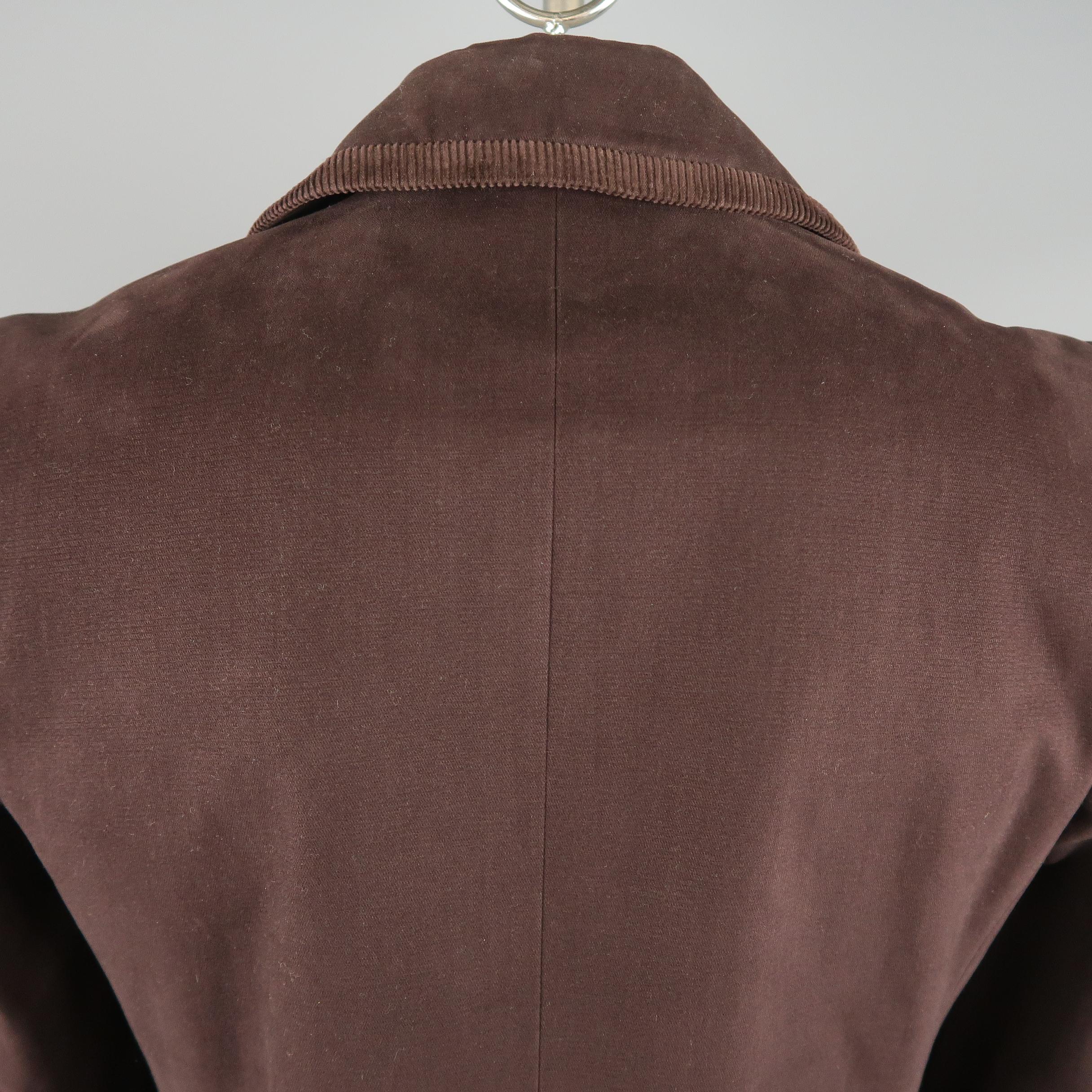 GIGLI 40 Brown Solid Cotton Corduroy Coat 1