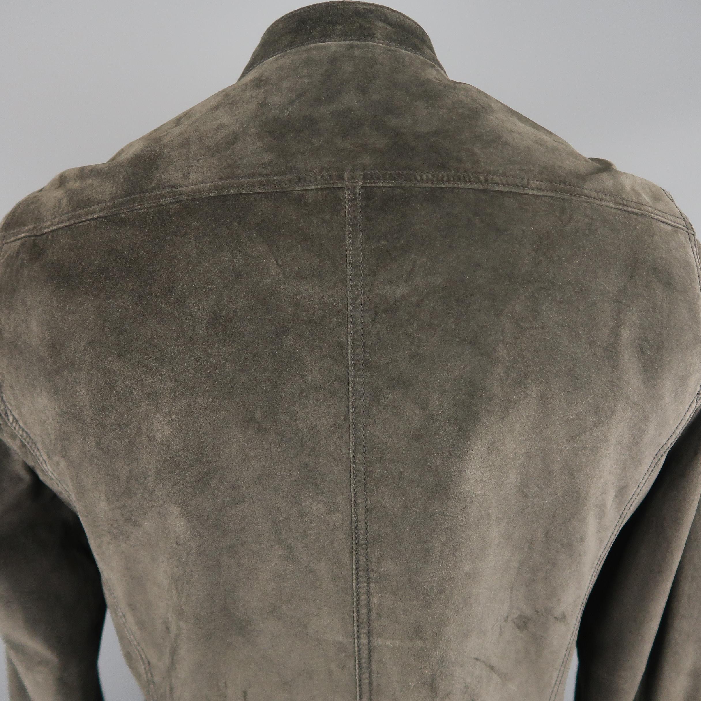 JOHN VARVATOS * U.S.A. L Charcoal Solid Suede Jacket In Good Condition In San Francisco, CA