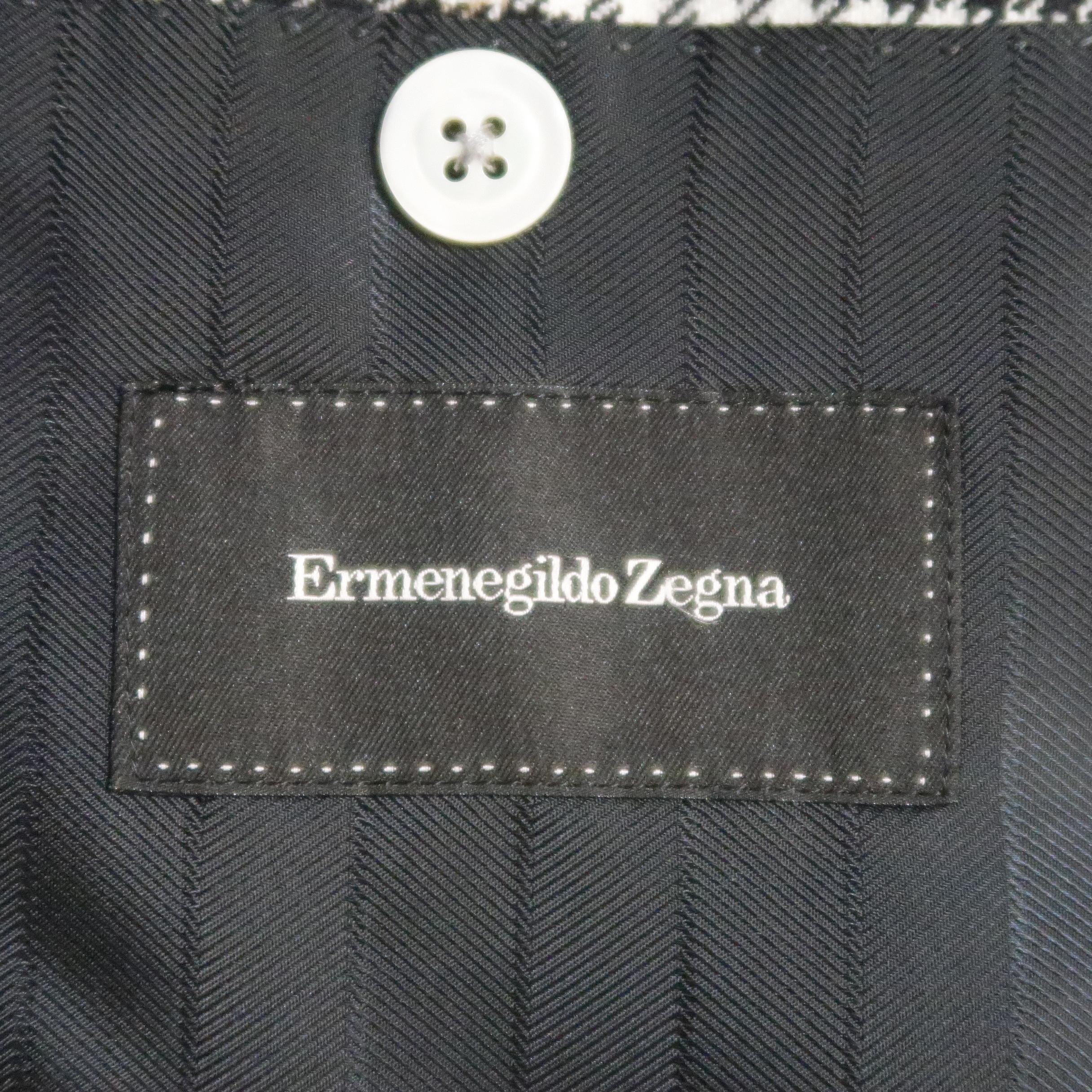 ERMENEGILDO ZEGNA 48 Regular Black & White Plaid Cashmere Sport Coat  3