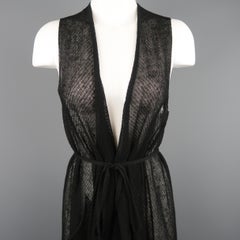 FORME 3’3204322896 Size S Black Linen / Cotton Draped Tie Vest