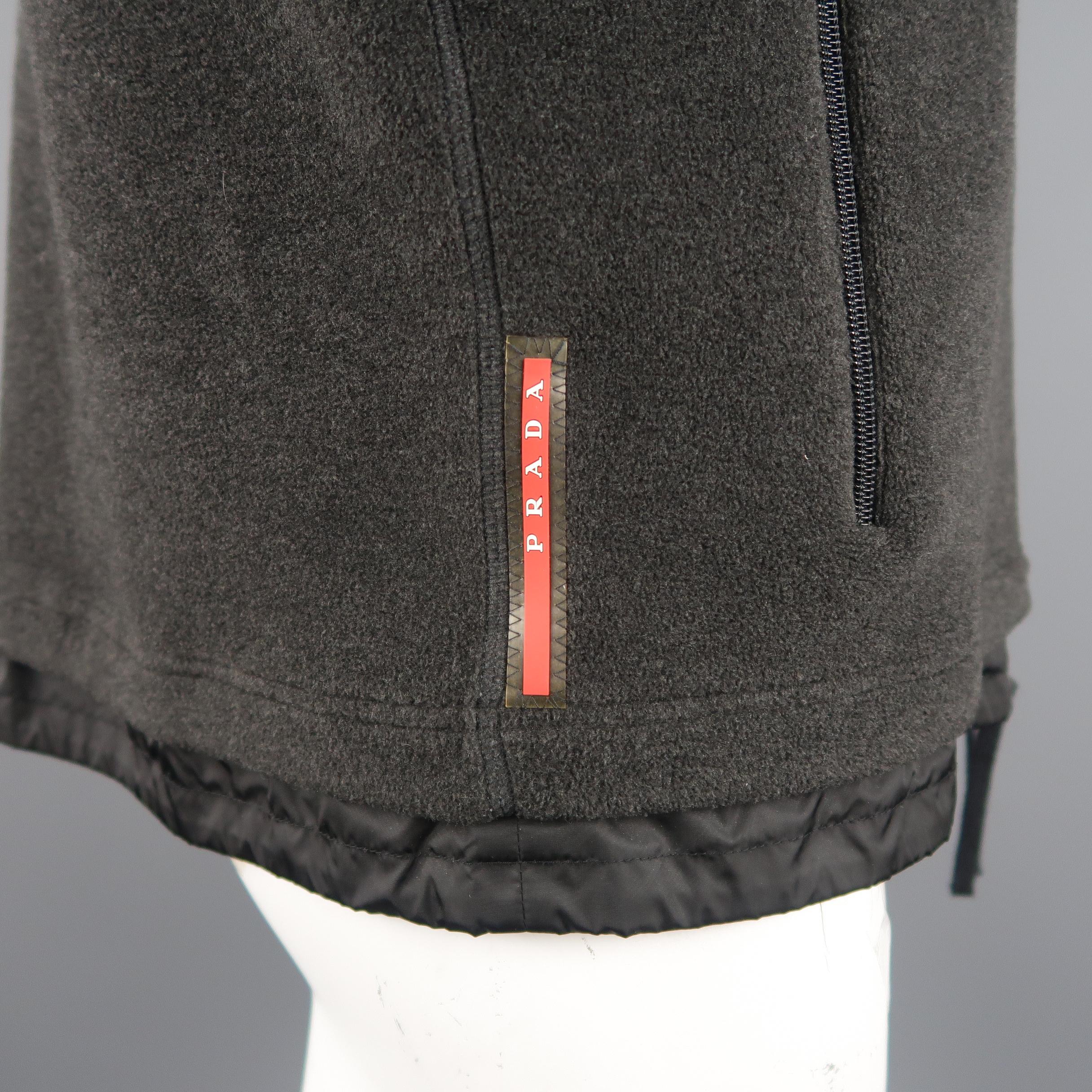 Men's PRADA XL Black & Charcoal Two Toned Fleece Jacket