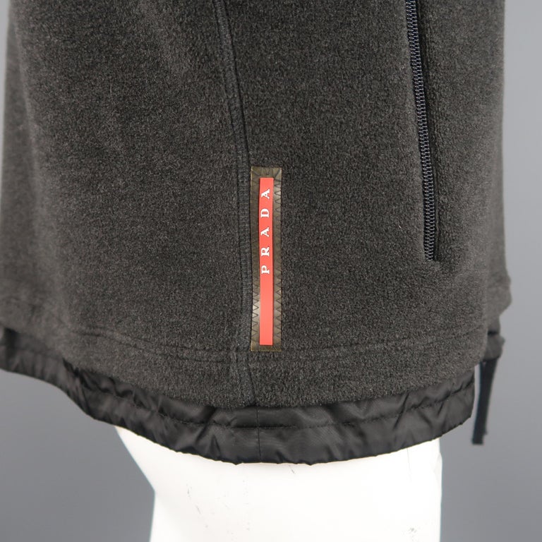 PRADA XL Black and Charcoal Two Toned Fleece Jacket at 1stDibs | two tone  fleece jacket, prada fleece jacket, prada fleece