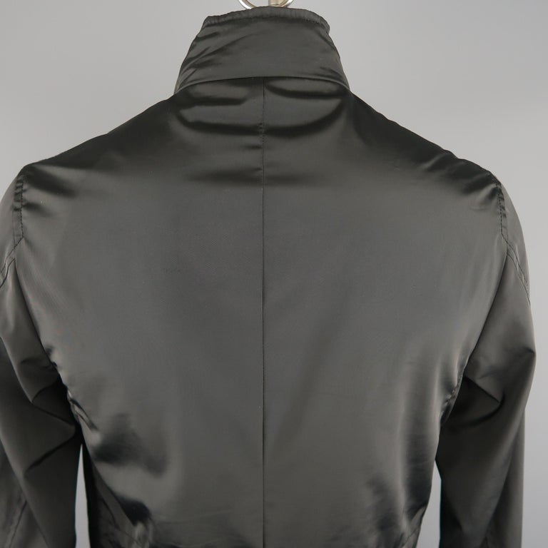 ARMANI COLLEZIONI 40 Black Solid Polyester Hooded Jacket For Sale at ...