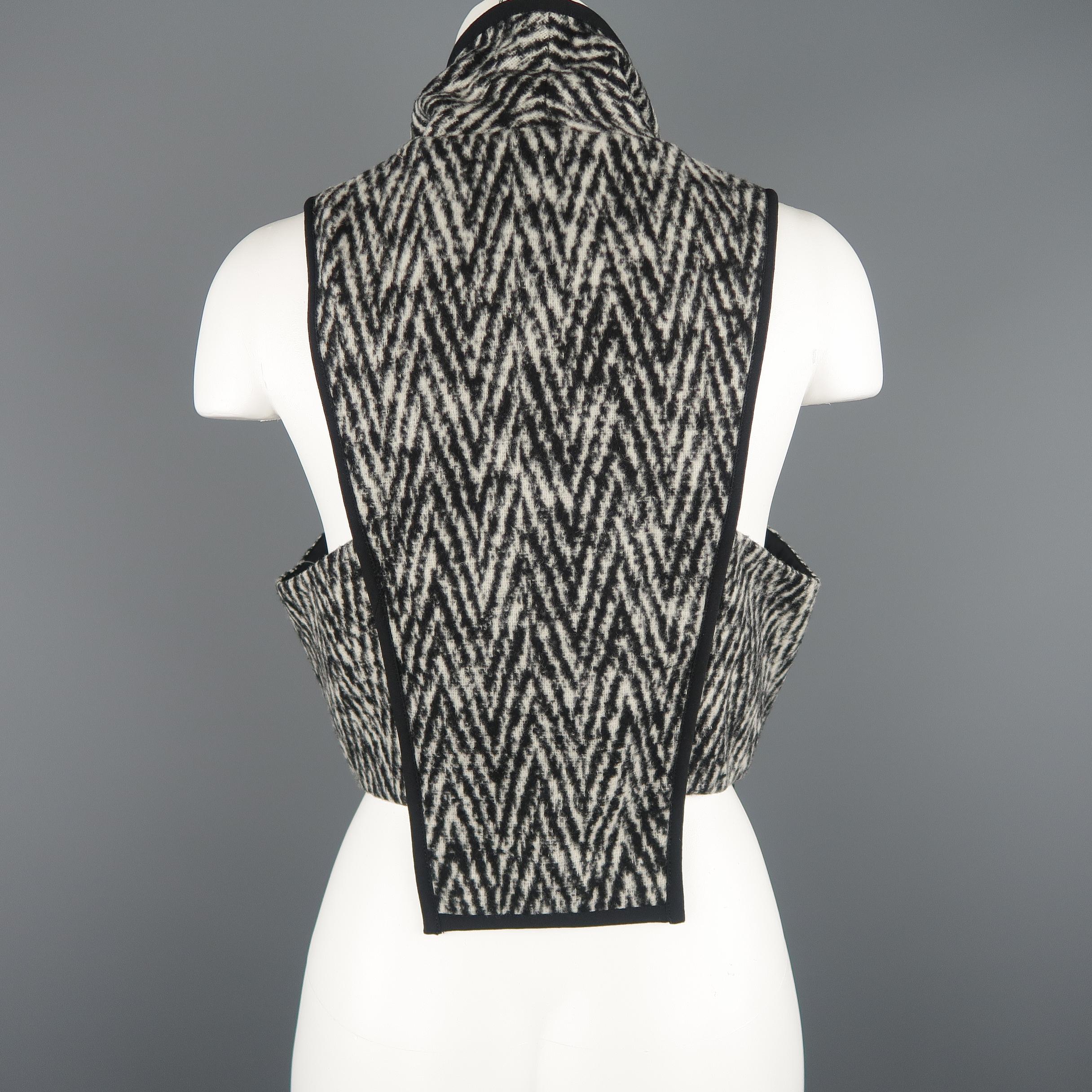MARISSA WEBB Size S Black & White Chevron Wool Blend Geometric Vest In New Condition In San Francisco, CA