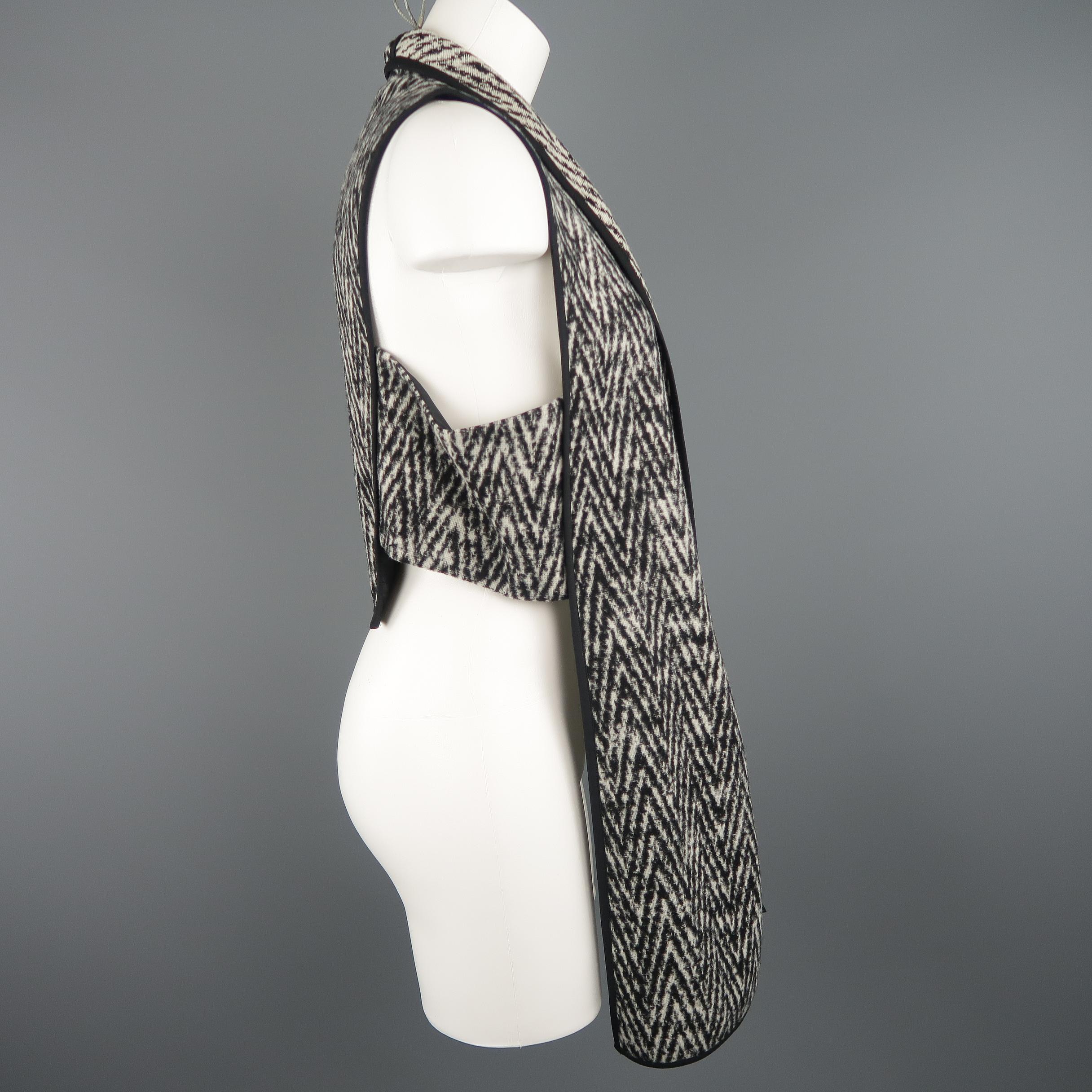 Gray MARISSA WEBB Size S Black & White Chevron Wool Blend Geometric Vest