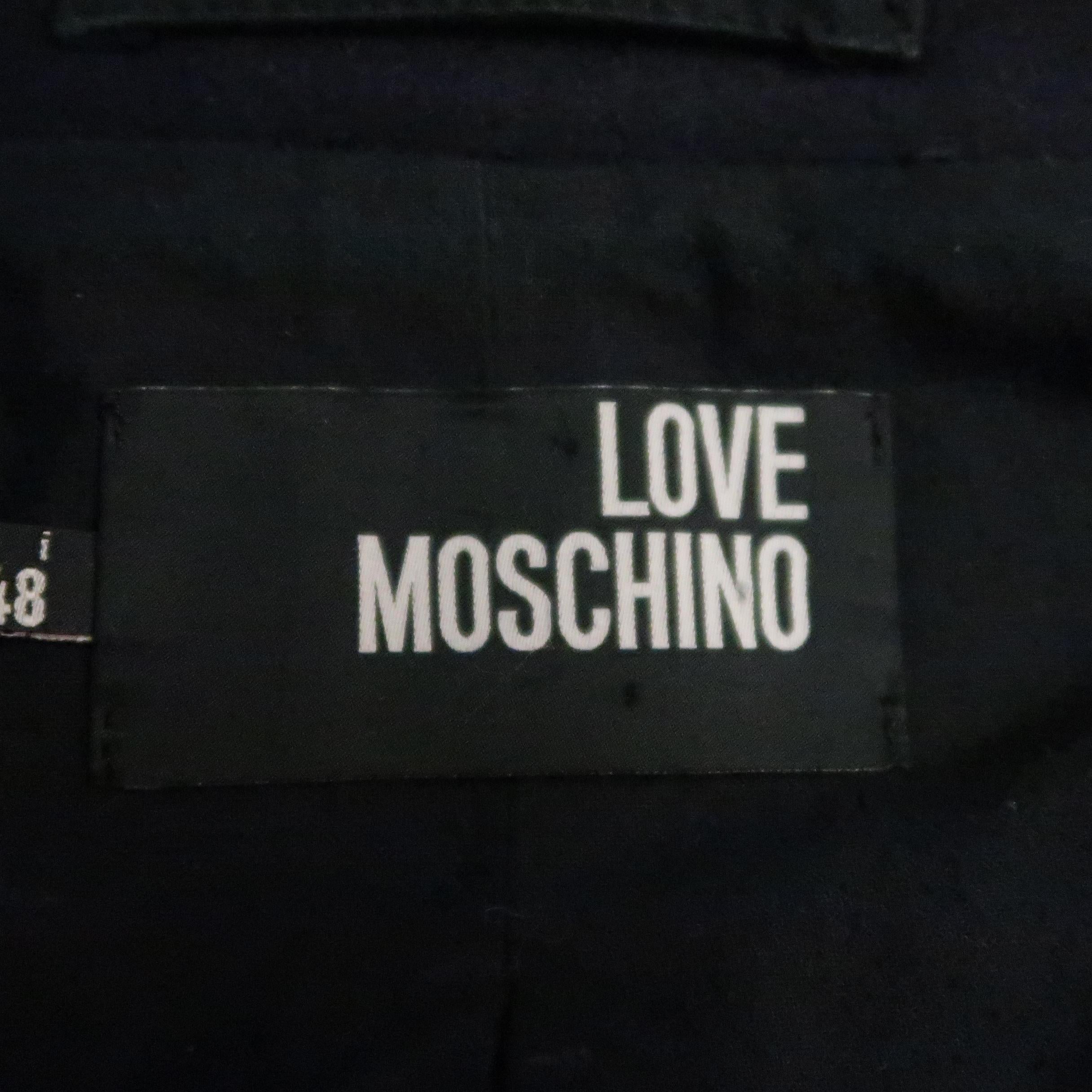 LOVE MOSCHINO 38 Navy Solid Wool Peacoat 4