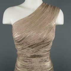HERVE LEGER Größe S Metallic Roségold One-Shoulder JOSEPHINE Cocktailkleid