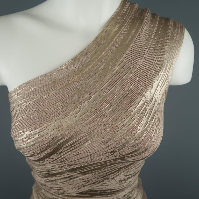 HERVE LEGER Size S Metallic Rosegold One Shoulder JOSEPHINE Cocktail Dress  at 1stDibs | herve leger gold dress, herve leger rose gold dress, herve  leger dress gold