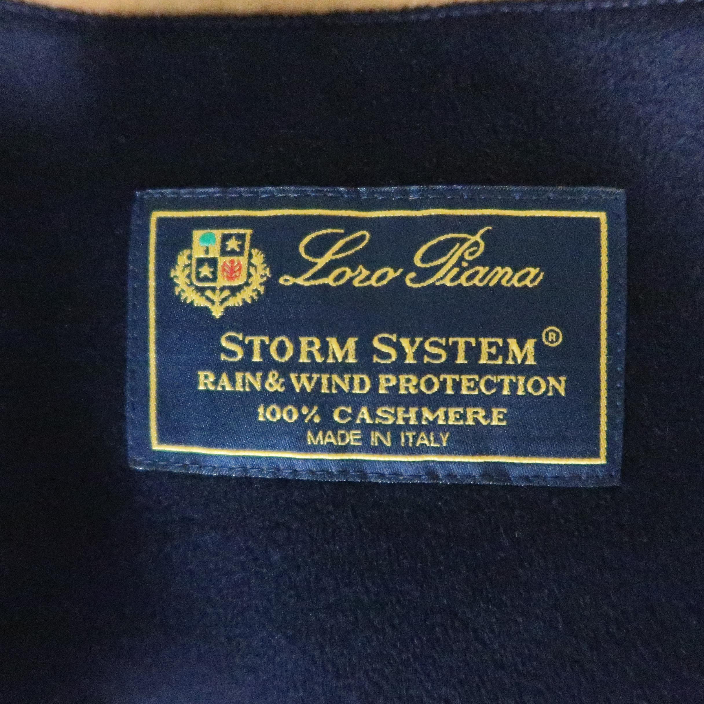 LORO PIANA XL Navy Cashmere High Button Collar Storm System Bomber Jacket 3