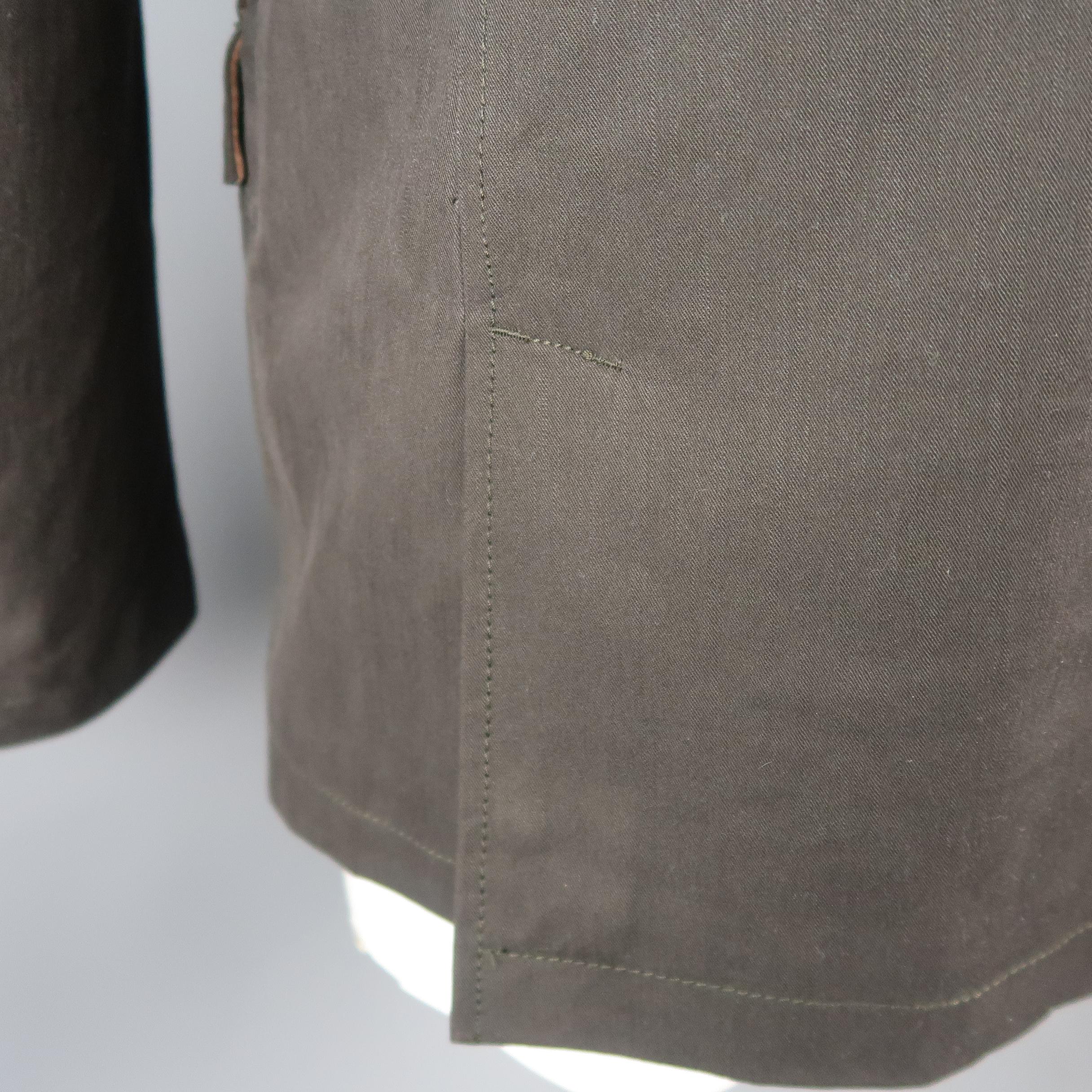Men's LORO PIANA 42 Dark Taupe Twill Detachable Liner Military Jacket NWT 1