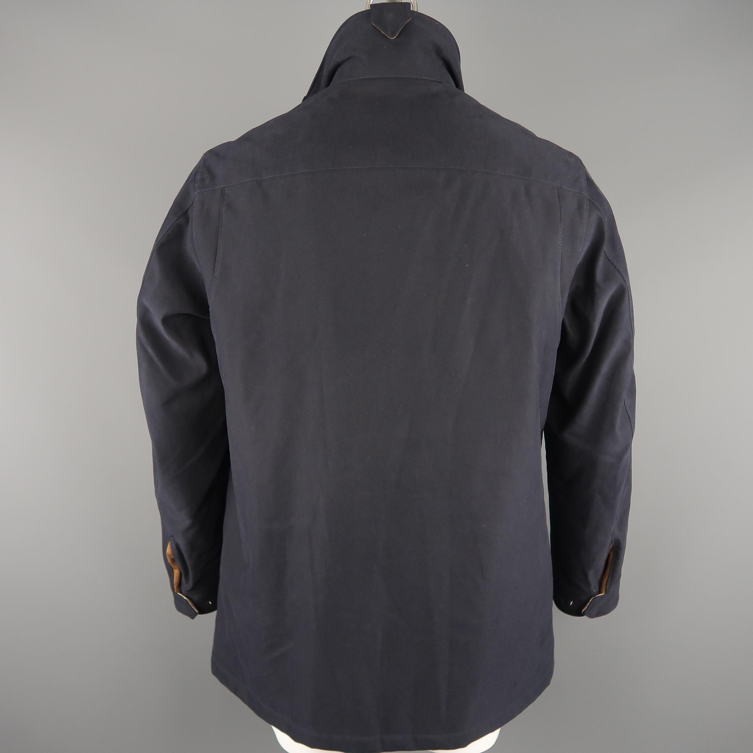 Men's LORO PIANA L Navy High Collar Storm System Coat 2