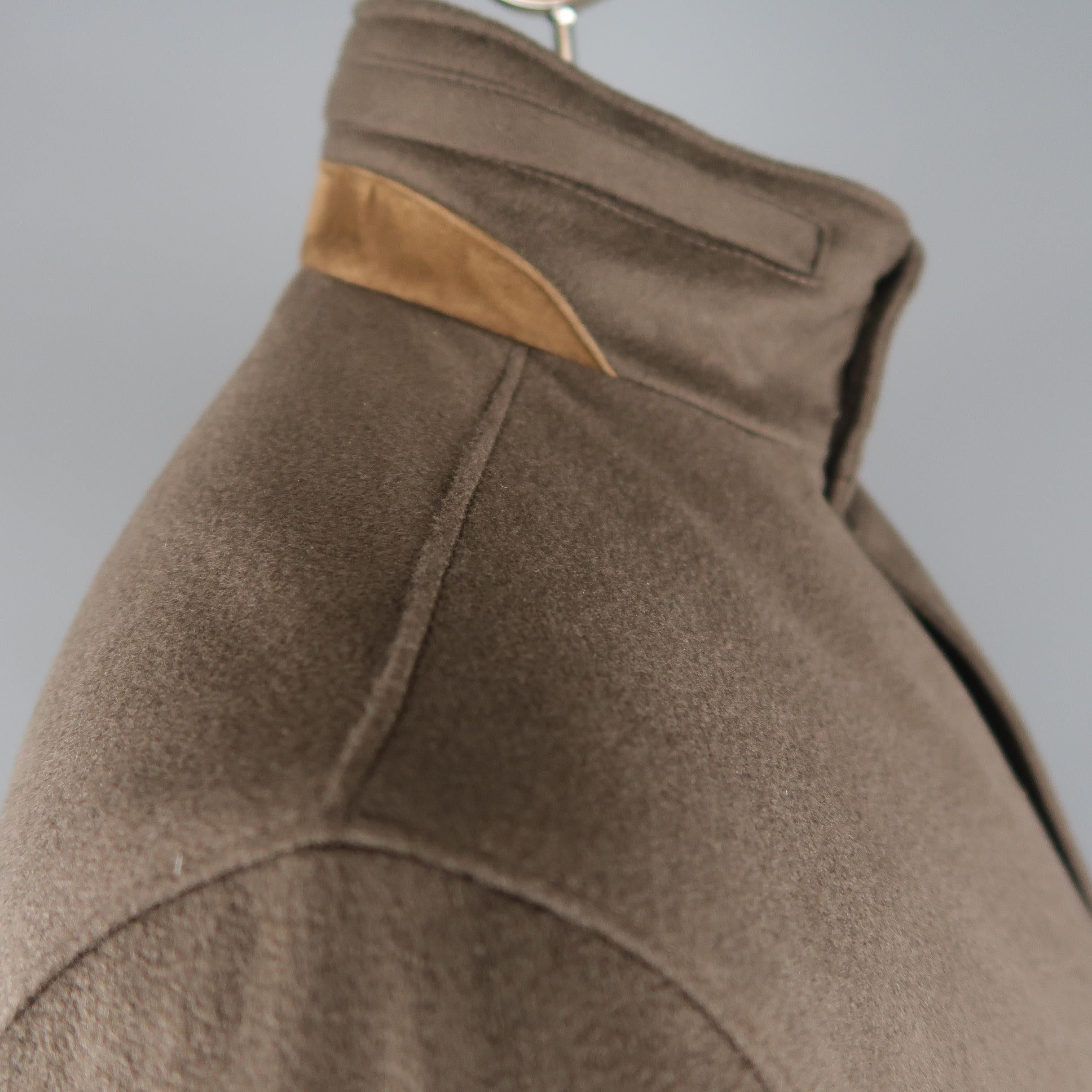 Men's LORO PIANA L Brown Cashmere High Zip Hood Collar Storm System Coat 3