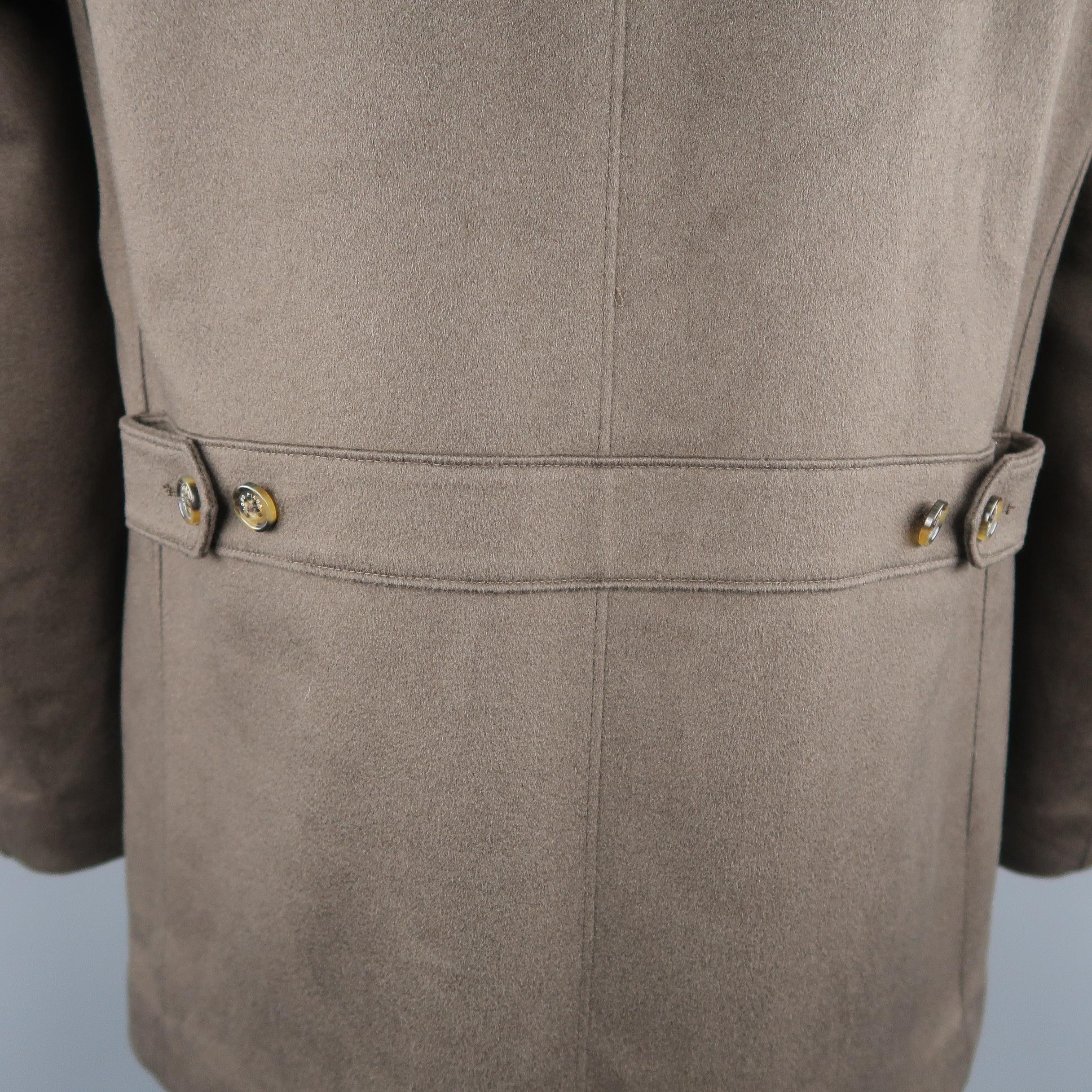 Men's LORO PIANA L Brown Cashmere High Zip Hood Collar Storm System Coat 6