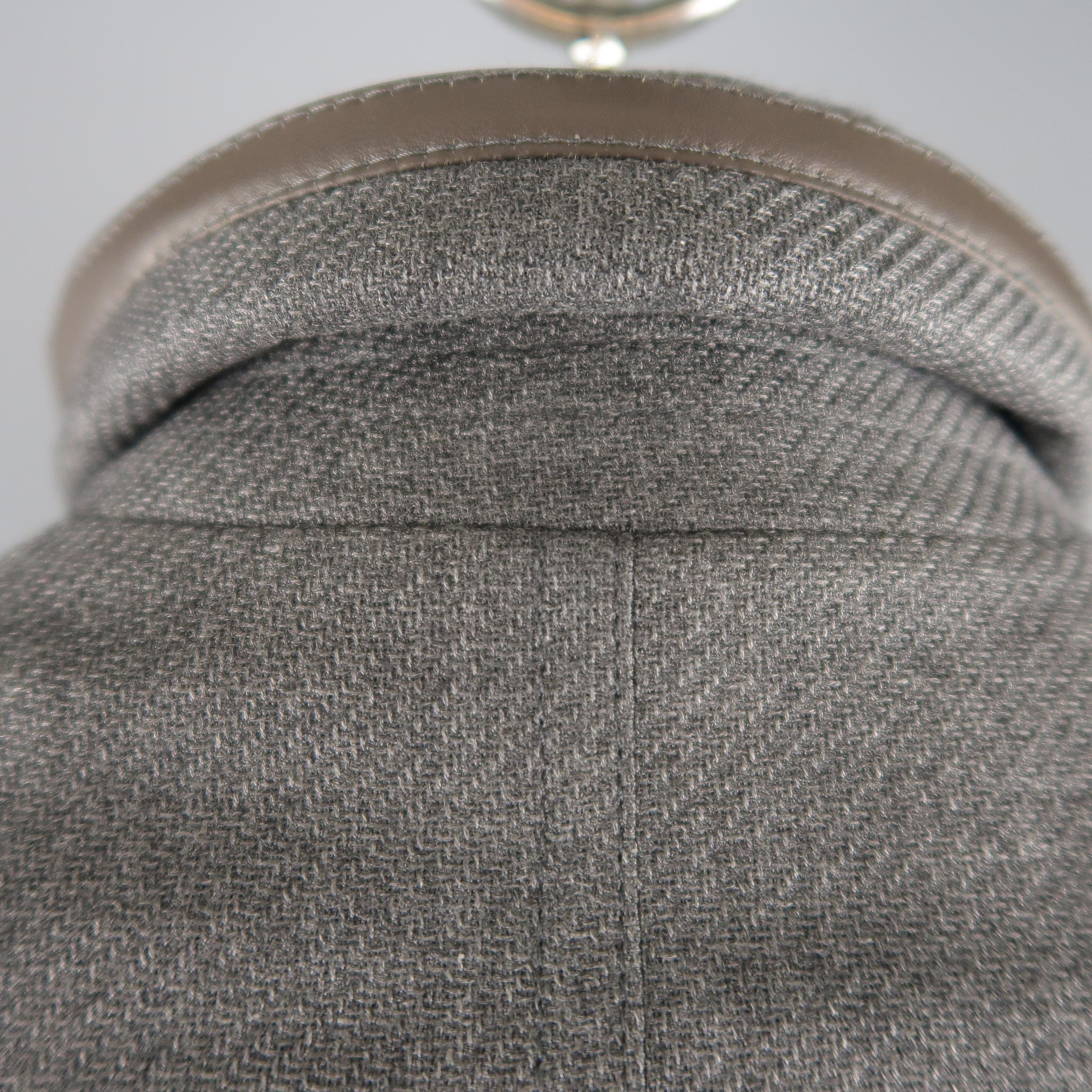 ERMENEGILDO ZEGNA L Gray Cashmere / Silk Collared Button Placket Car Coat 5