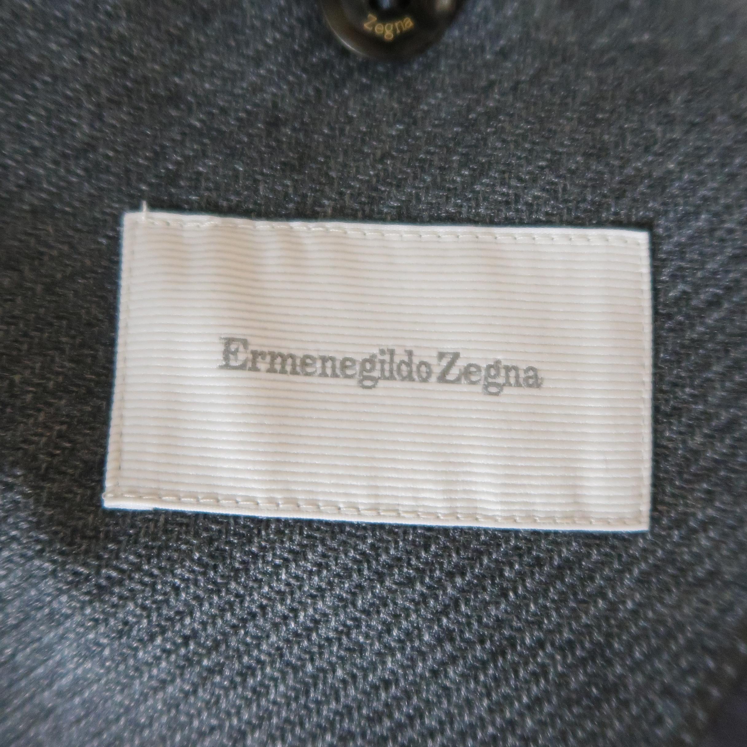 ERMENEGILDO ZEGNA L Gray Cashmere / Silk Collared Button Placket Car Coat 6