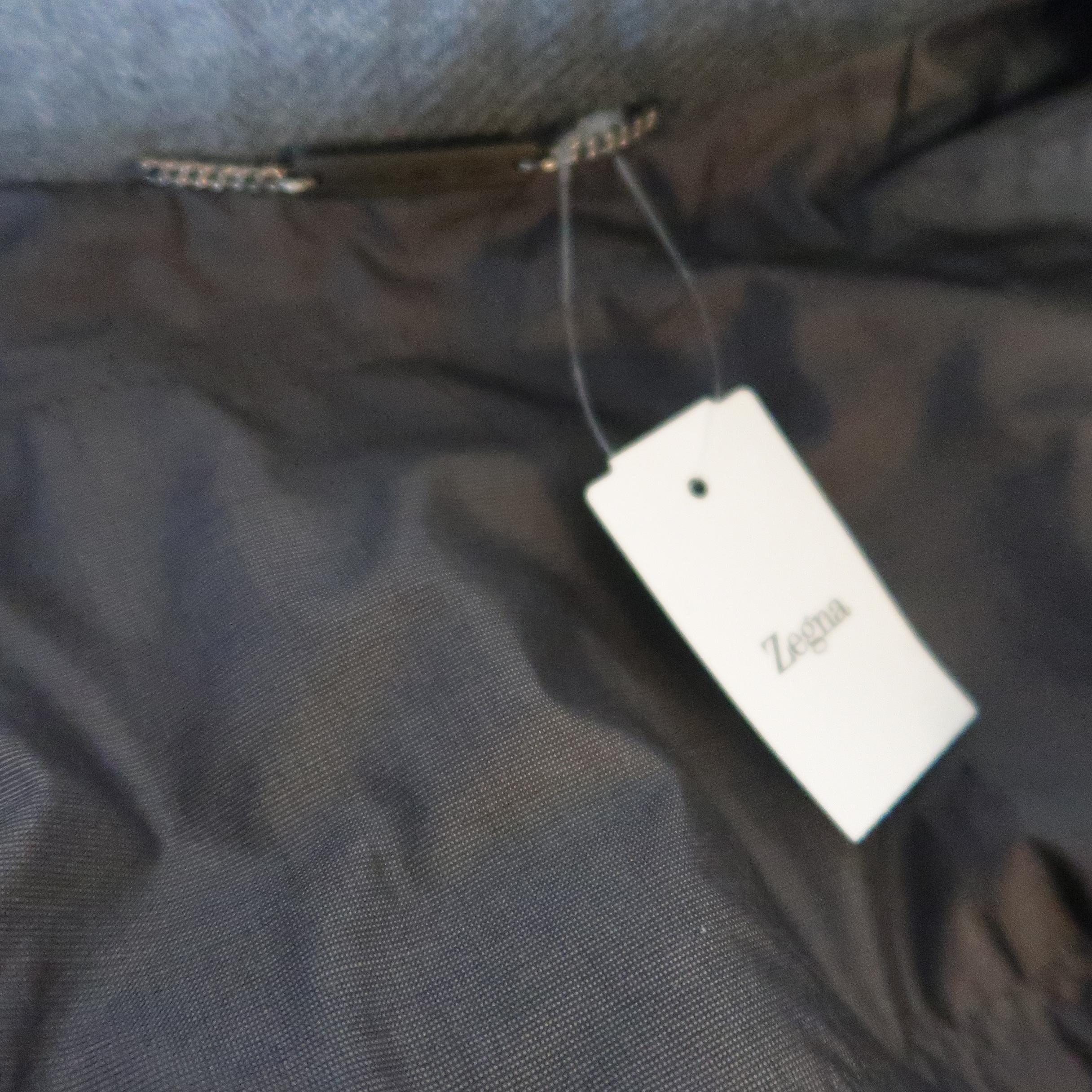 ERMENEGILDO ZEGNA L Gray Cashmere / Silk Collared Button Placket Car Coat 7