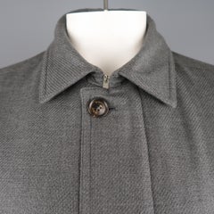 ERMENEGILDO ZEGNA L Gray Cashmere / Silk Collared Button Placket Car Coat