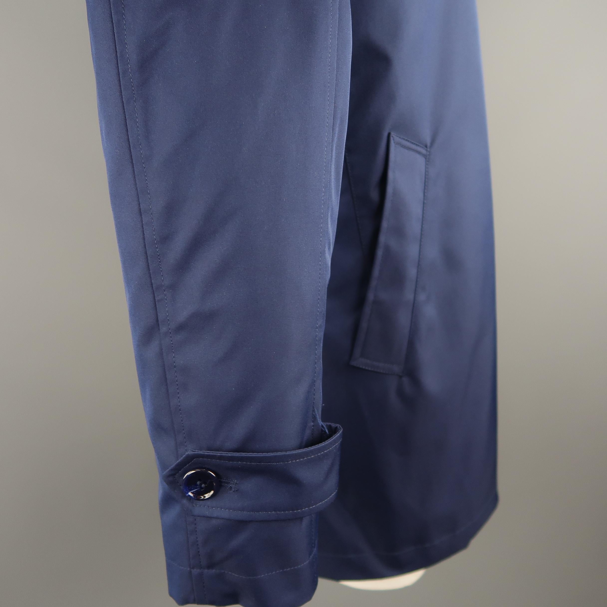 EREDI PISANO L Navy Cotton Twill Zip Hood Detachable Liner Rain Coat 1