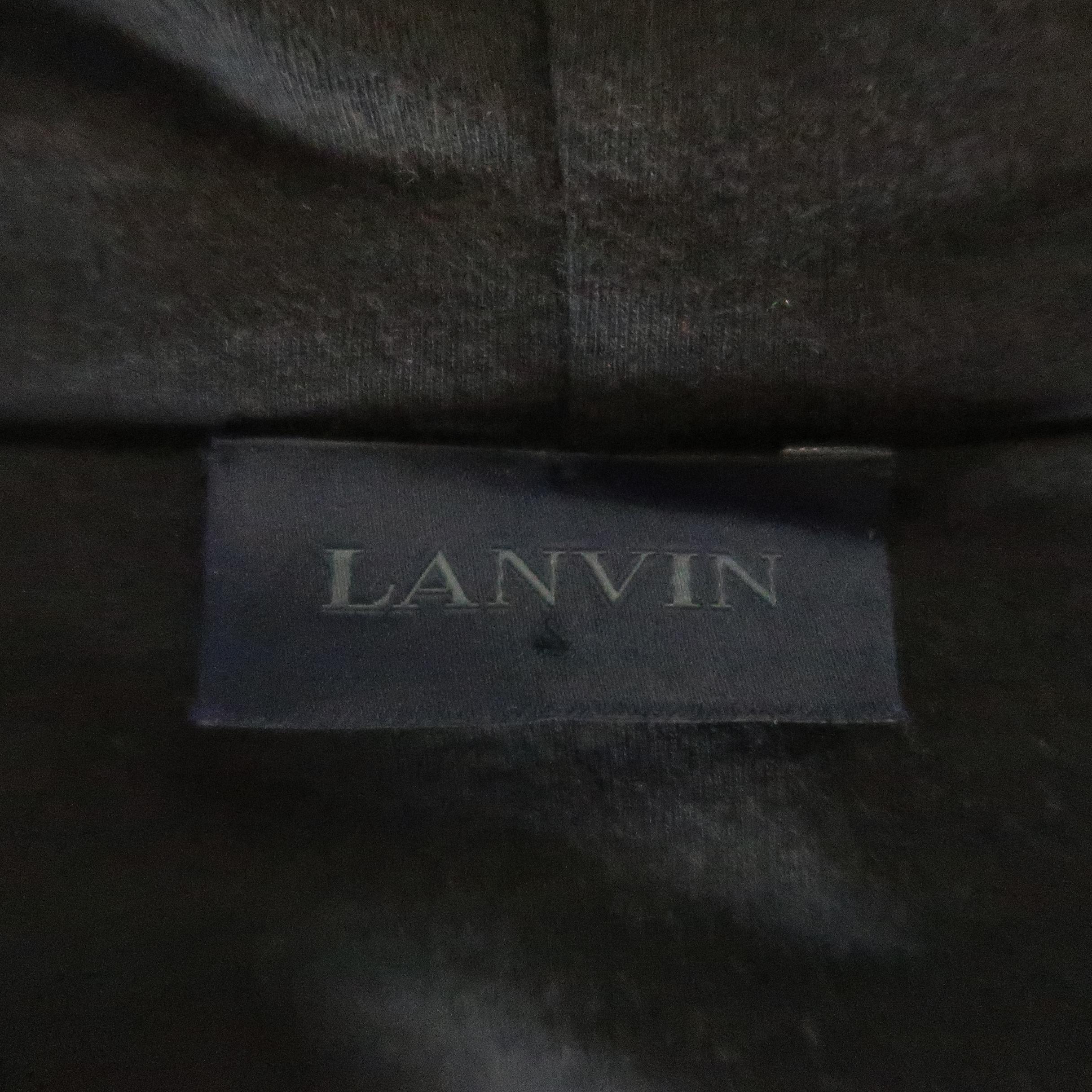 Men's LANVIN L Black Jersey Silk Overlay Hoodie Zip Jacket 2