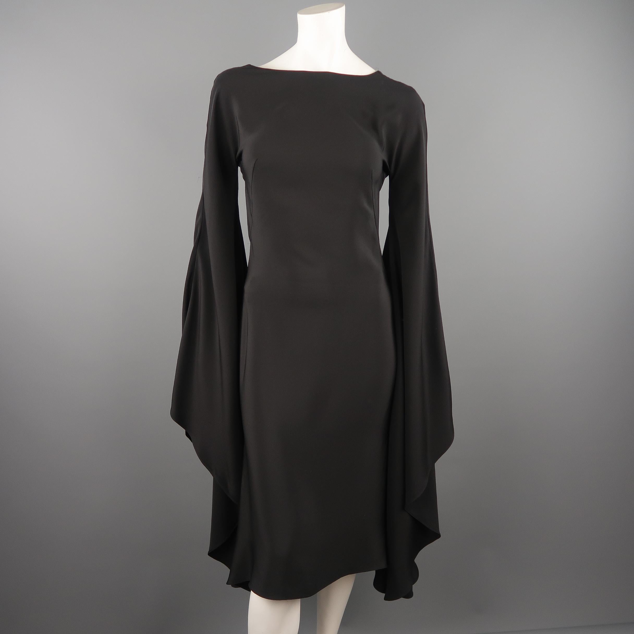 Iconic TOM FORD - Spring 2013 Runway Size 4 Black Silk Open Back Cocktail Dress In Excellent Condition In San Francisco, CA