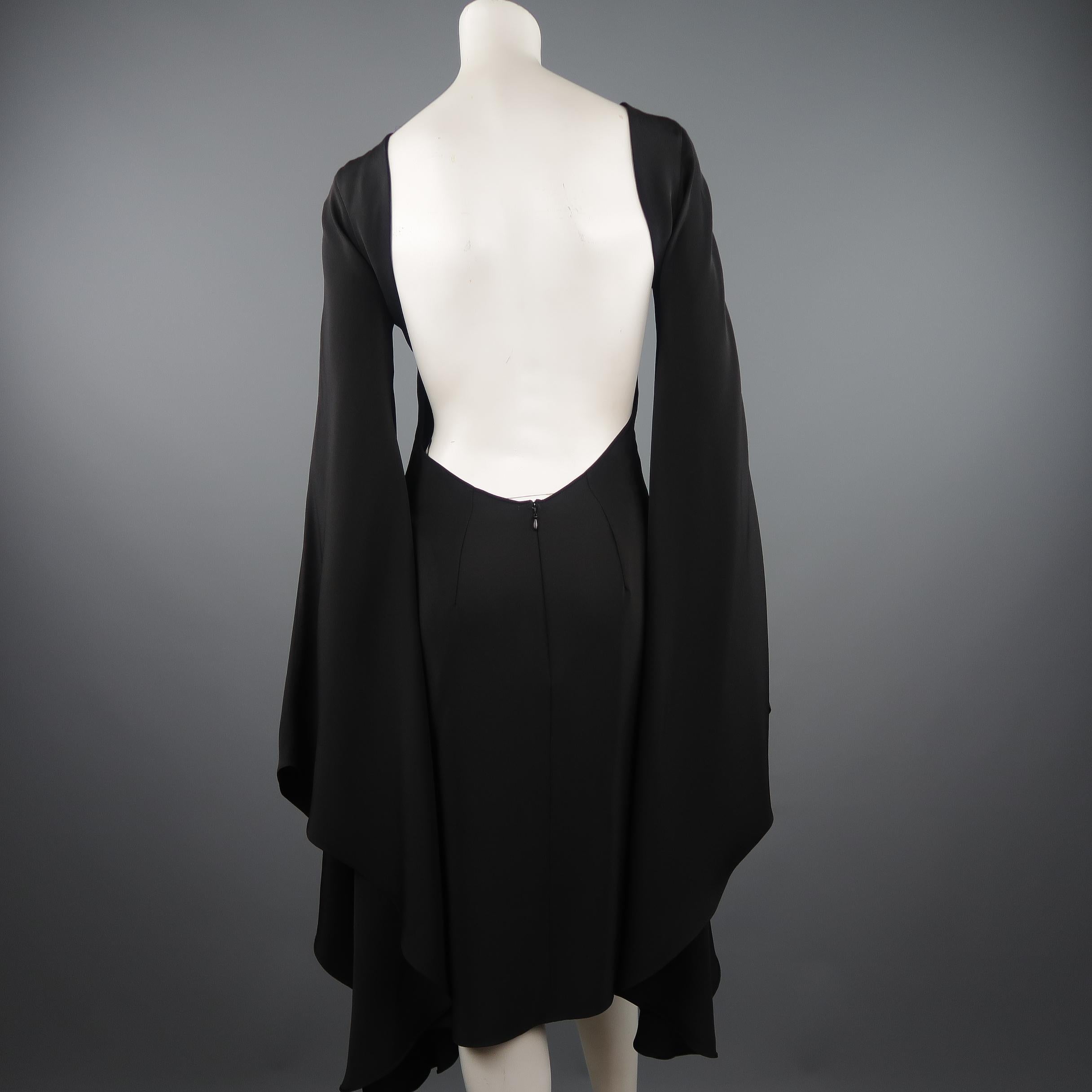 Iconic TOM FORD - Spring 2013 Runway Size 4 Black Silk Open Back Cocktail Dress 4