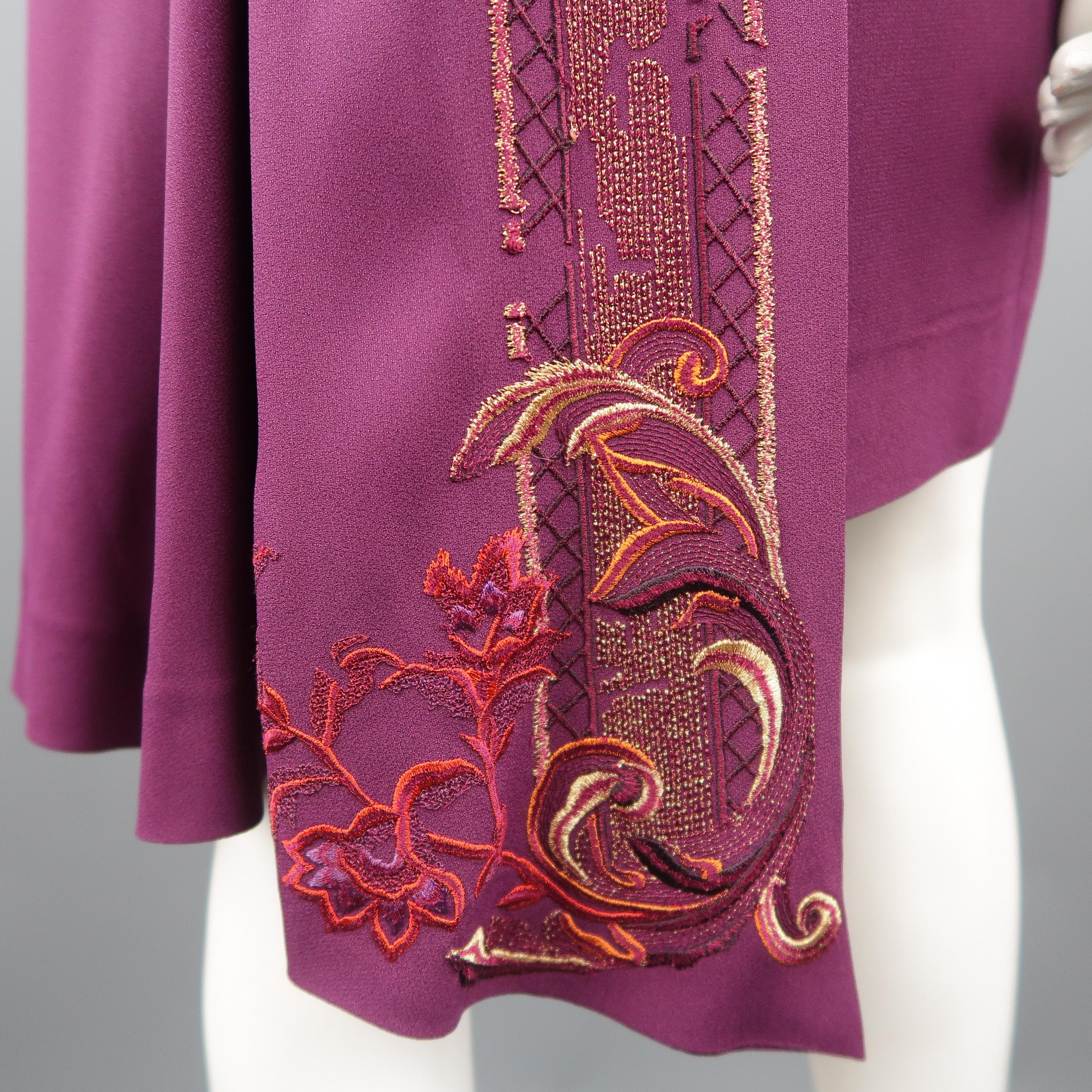 CHRISTIAN DIOR Size 10 Purple Open Back Embroidered Sash Dress 1