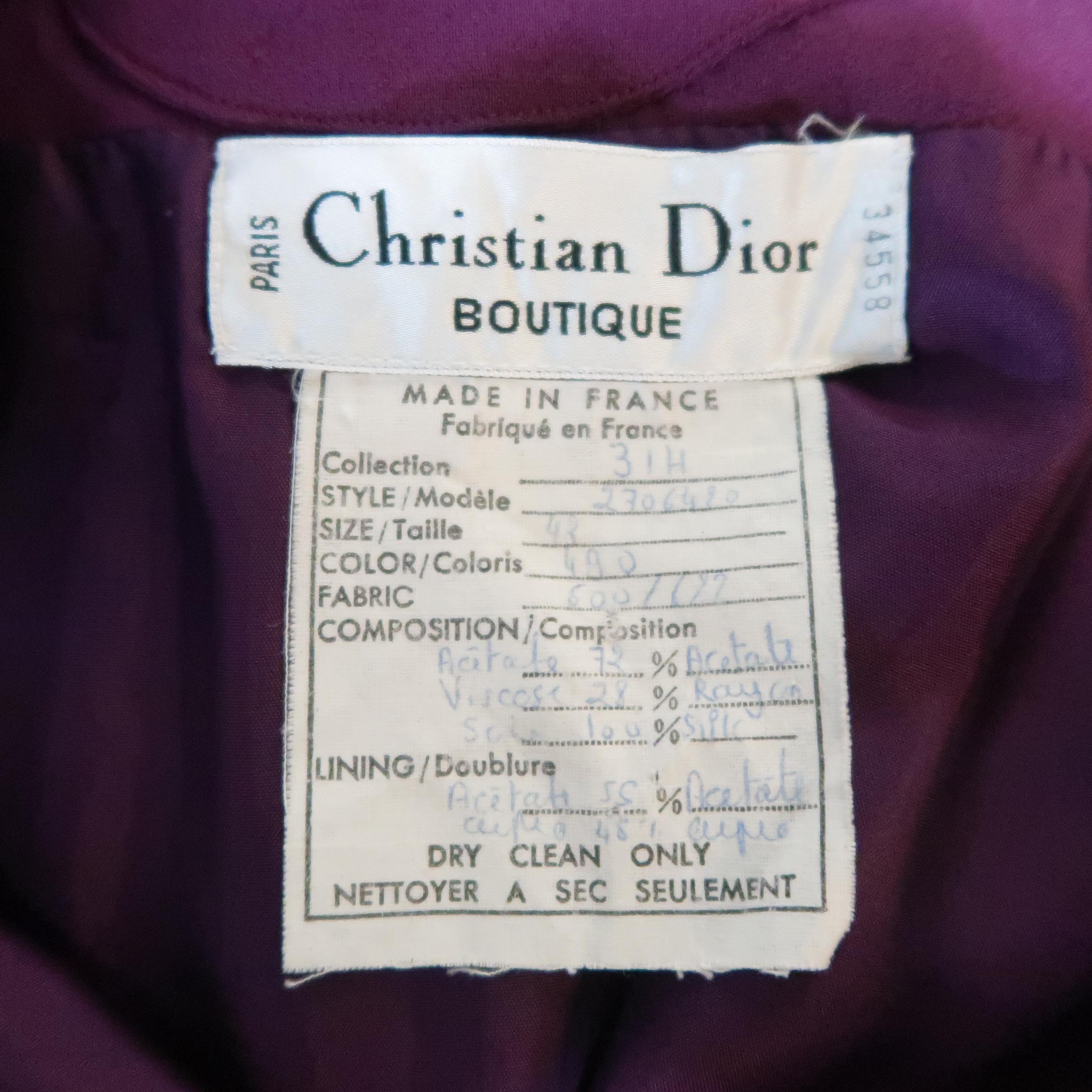 CHRISTIAN DIOR Size 10 Purple Open Back Embroidered Sash Dress 2