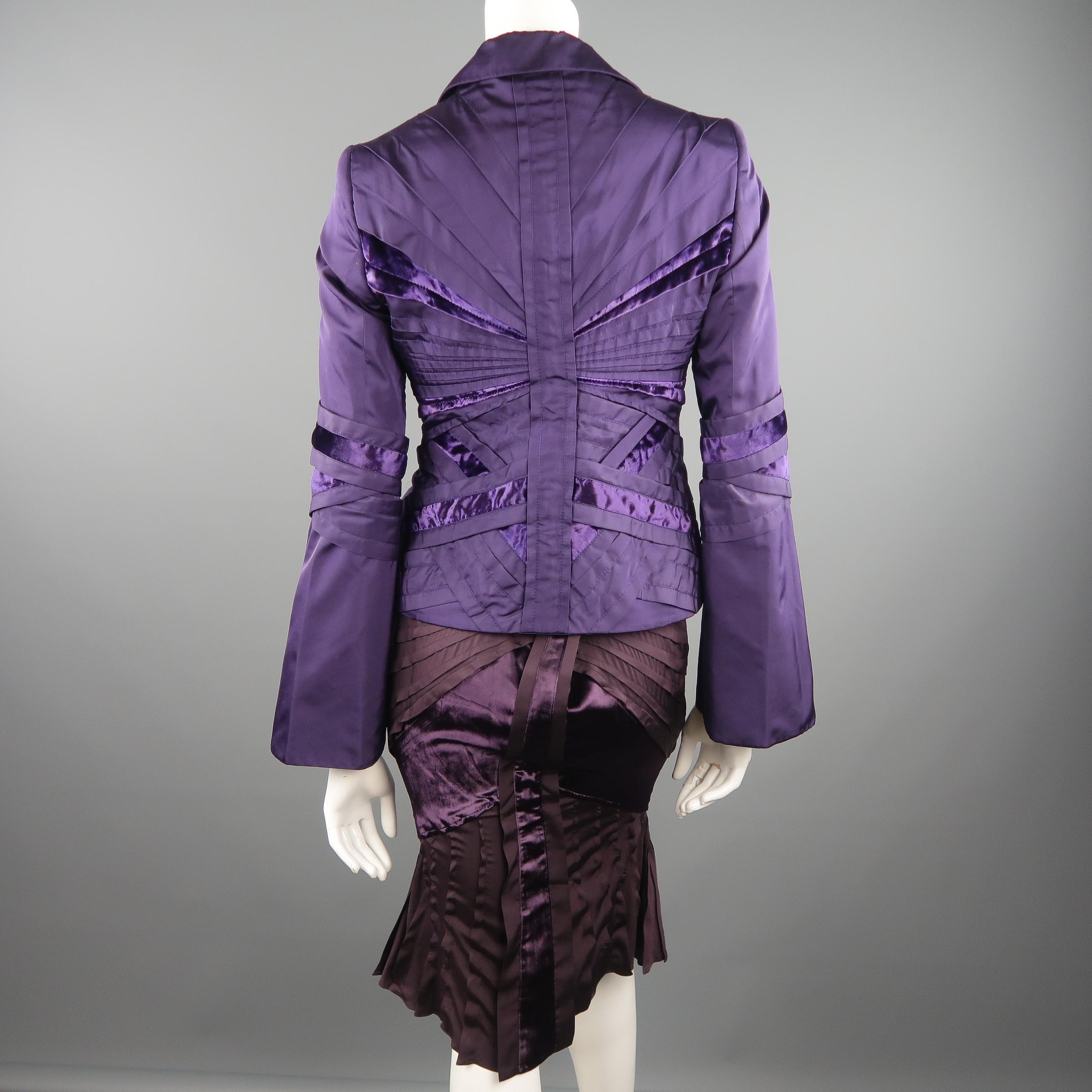 GUCCI by TOM FORD 4 Purple Silk Velvet Fall 2004 Final Collection Skirt Suit 3