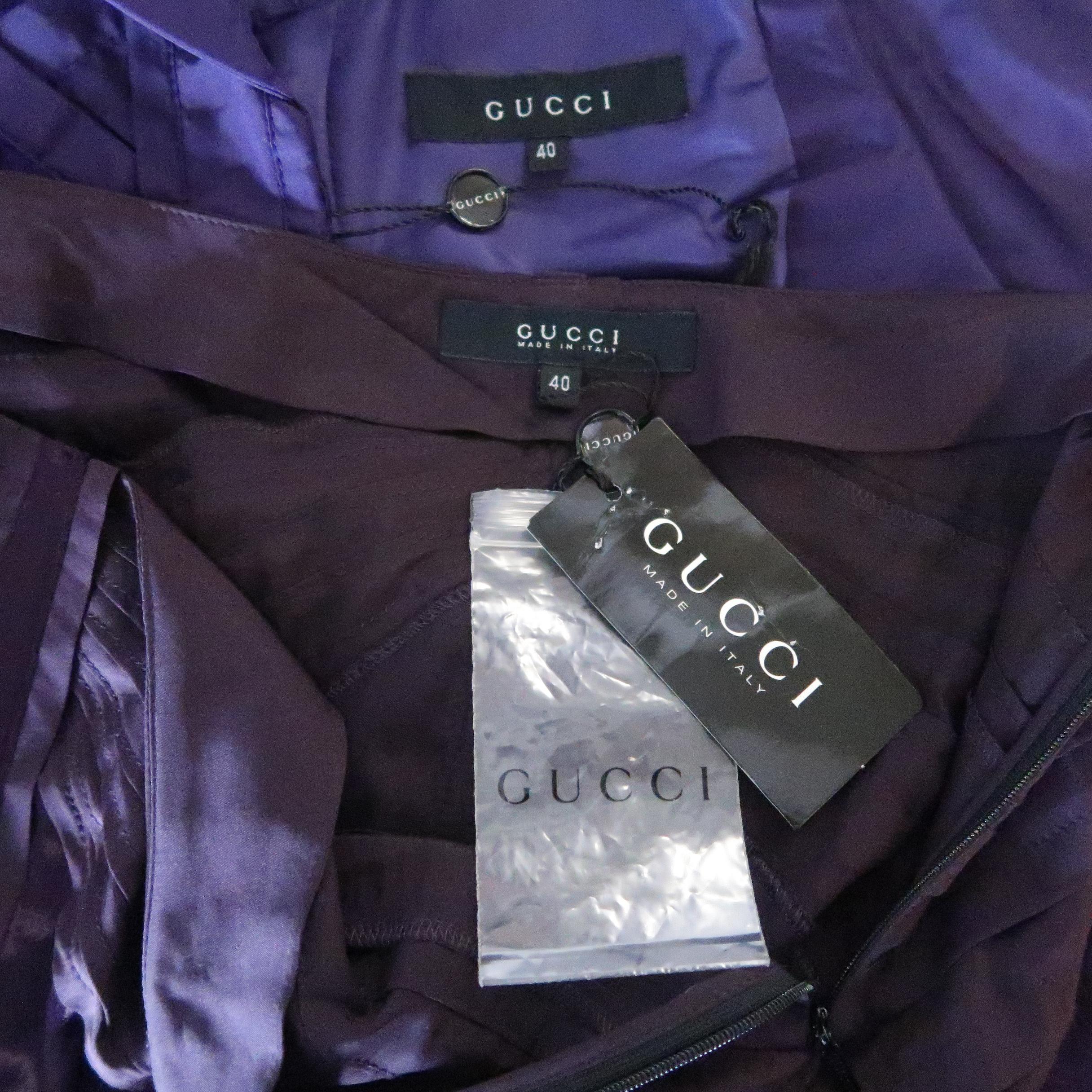 GUCCI by TOM FORD 4 Purple Silk Velvet Fall 2004 Final Collection Skirt Suit 8