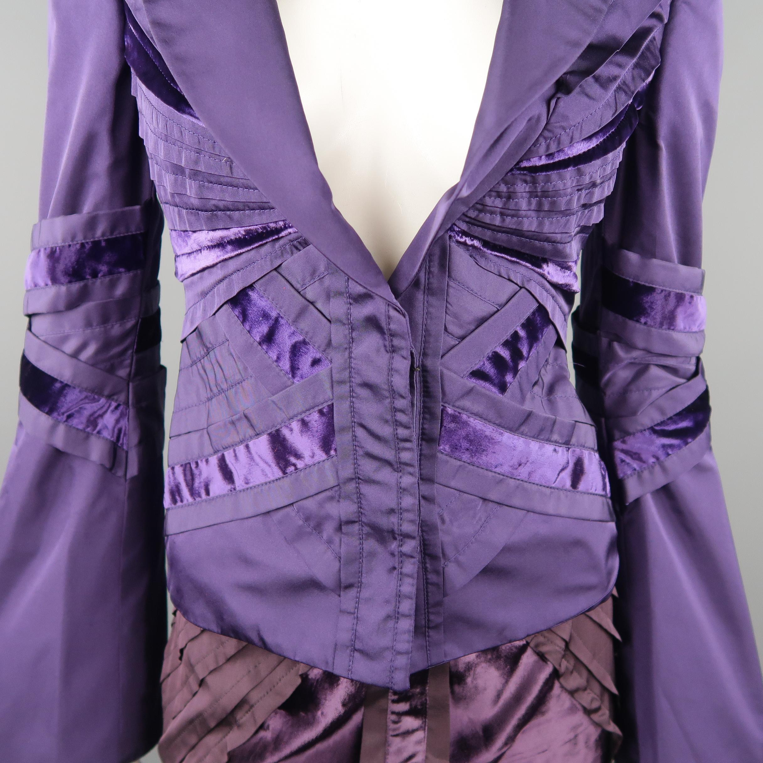 GUCCI by TOM FORD 4 Purple Silk Velvet Fall 2004 Final Collection Skirt Suit In New Condition In San Francisco, CA