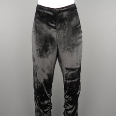 GUCCI Size 6 / 42 IT Black Silk Velvet Gathered Leg Leather Trim Dress Pants